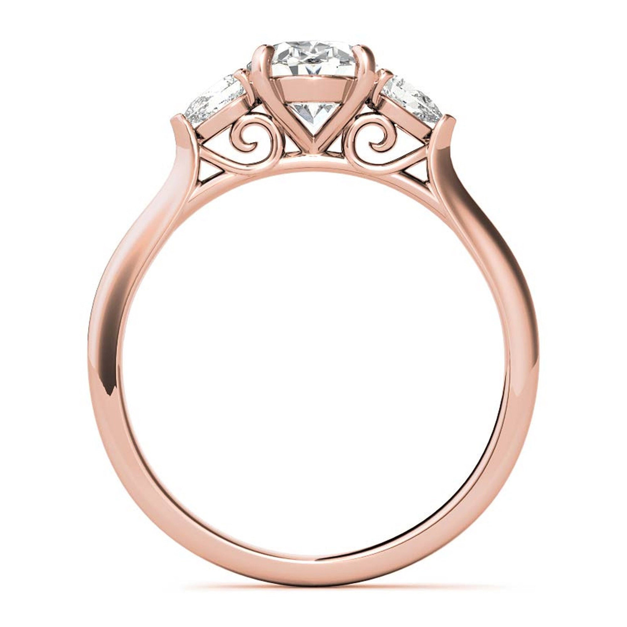 Elegant Classic Sterling Silver Adjustable Oval-Cut Three-Stone Rose Gold Ring for Women