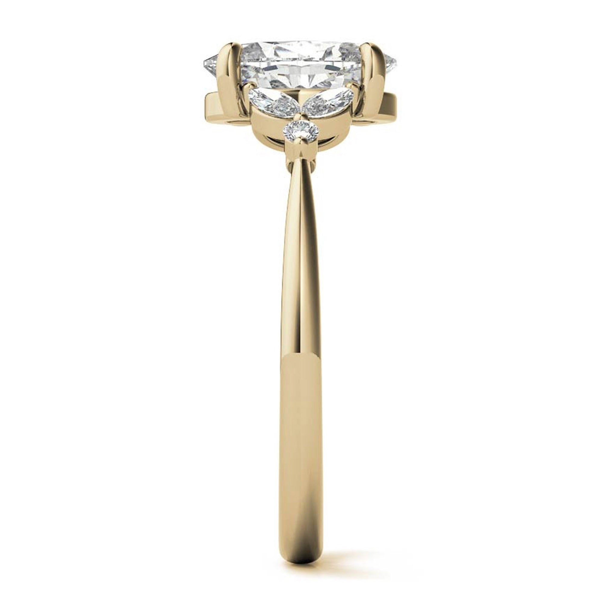 Stunning Adjustable Oval-Cut Ring in Yellow Gold Plating | Elegant Sterling Silver & American Diamond