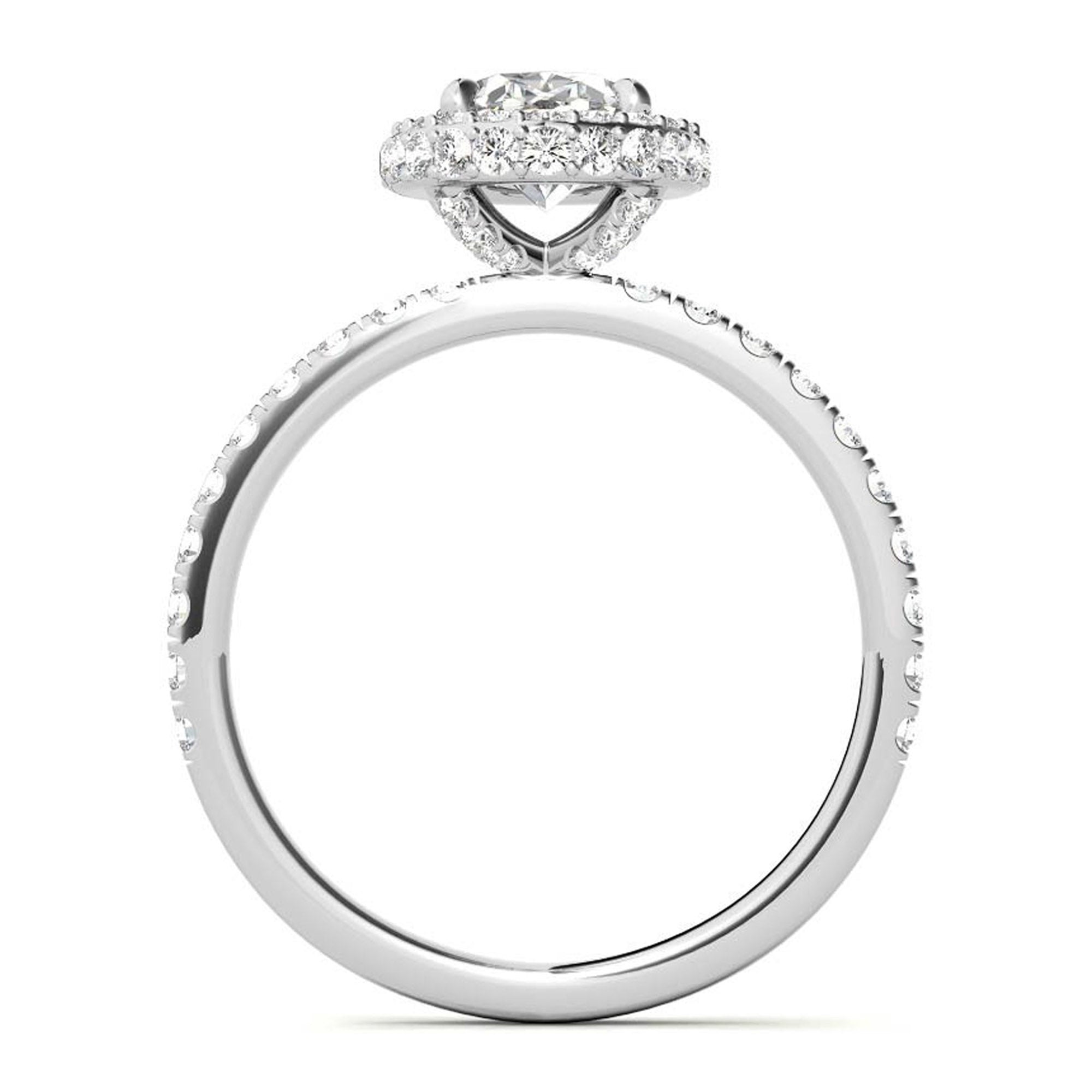 Elegant Halo 925 Sterling Silver Adjustable Oval-Cut Pave White Gold Engagement Ring For Women