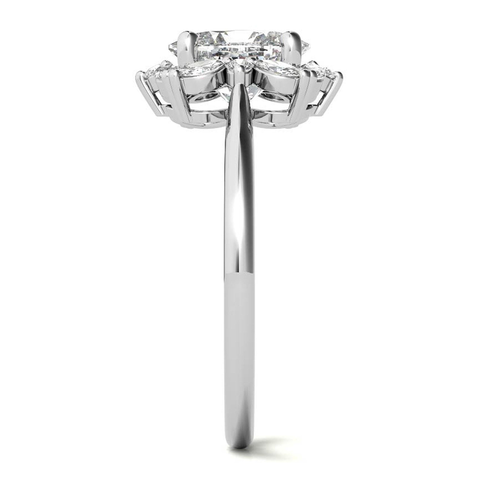 Silver Radiant Halo Ring