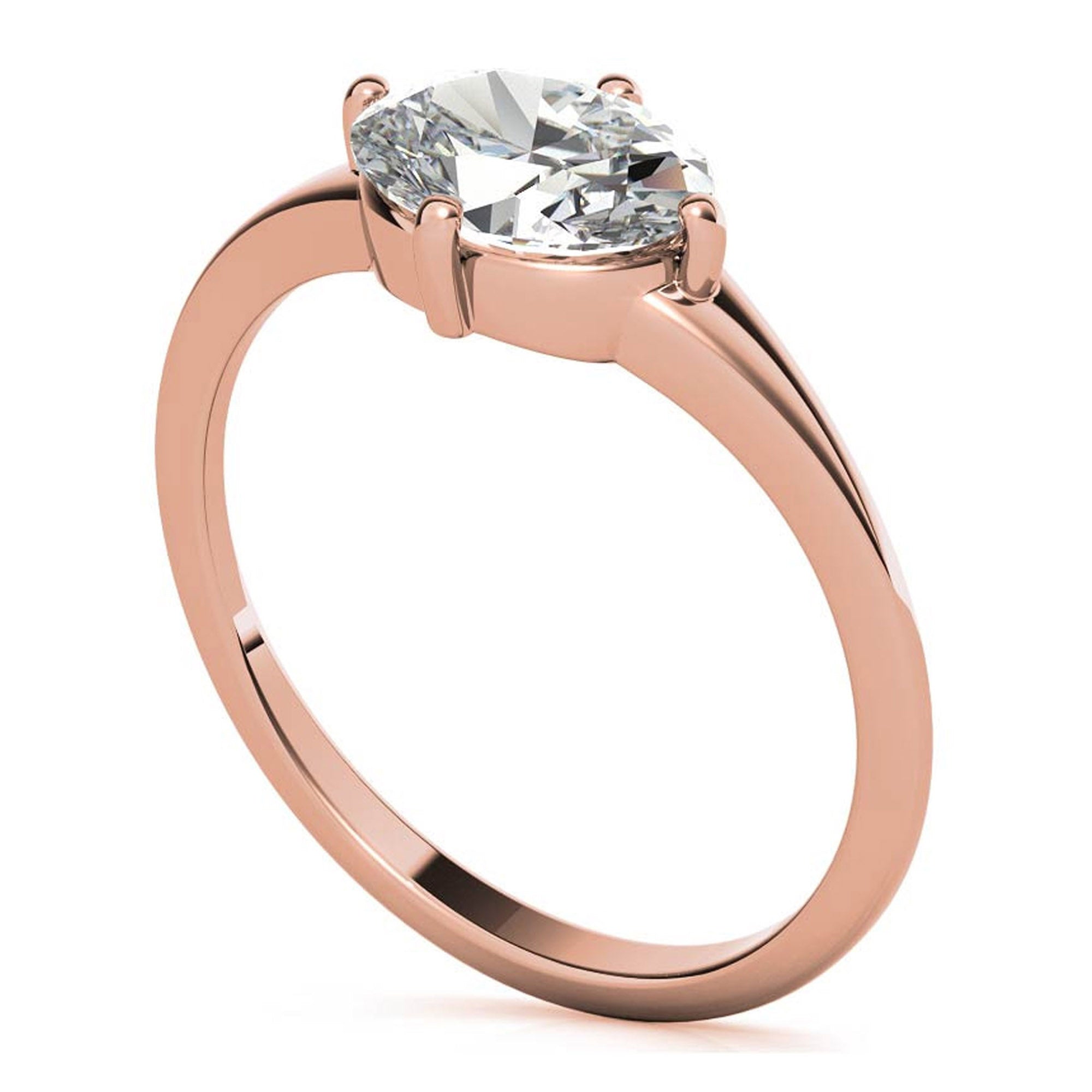 Stunning Solara Oval Solitaire Ring - Adjustable Sterling Silver with Luxurious Rose Gold Plating