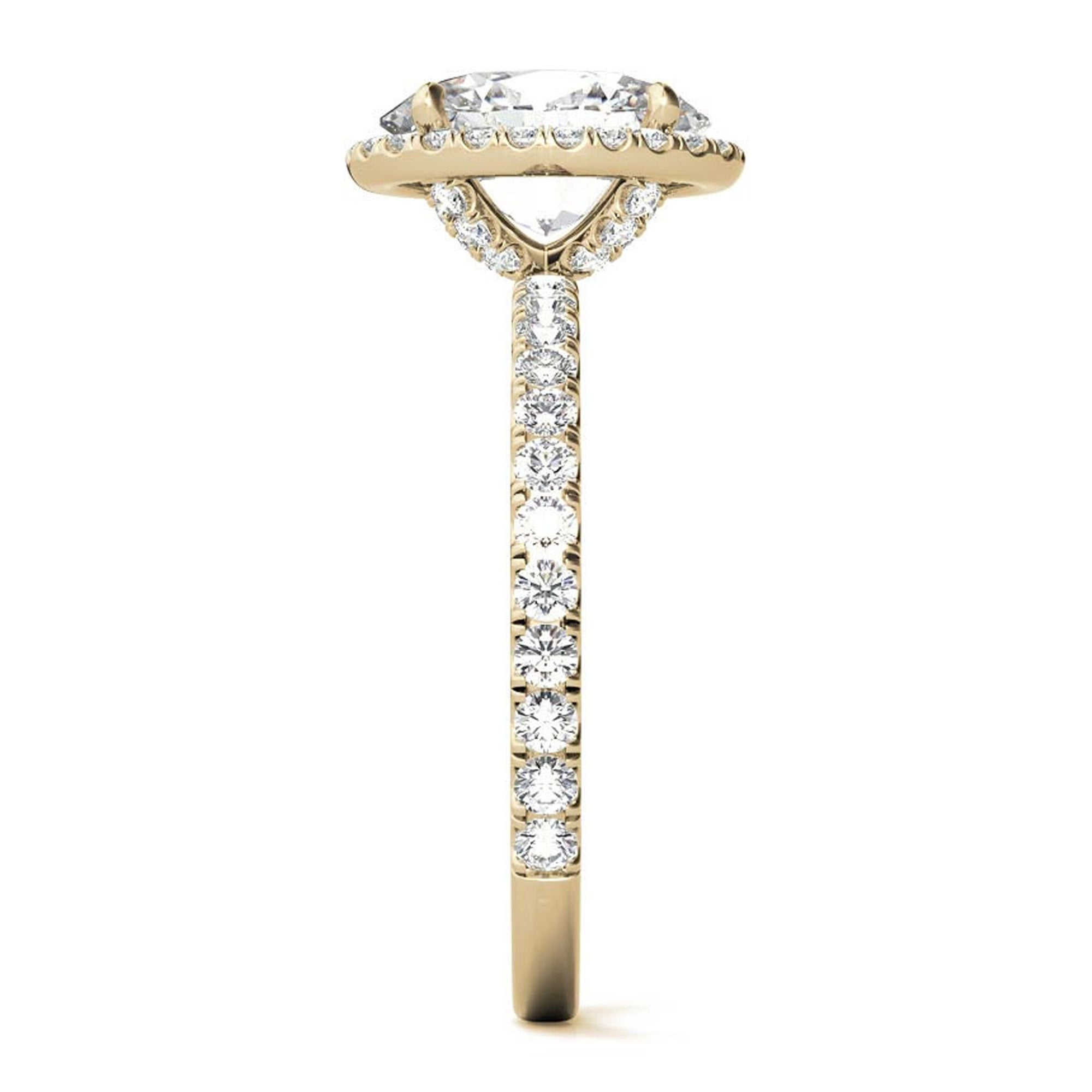 Sterling Silver Halo Pave Adjustable Classic Yellow Gold Engagement Ring For Women