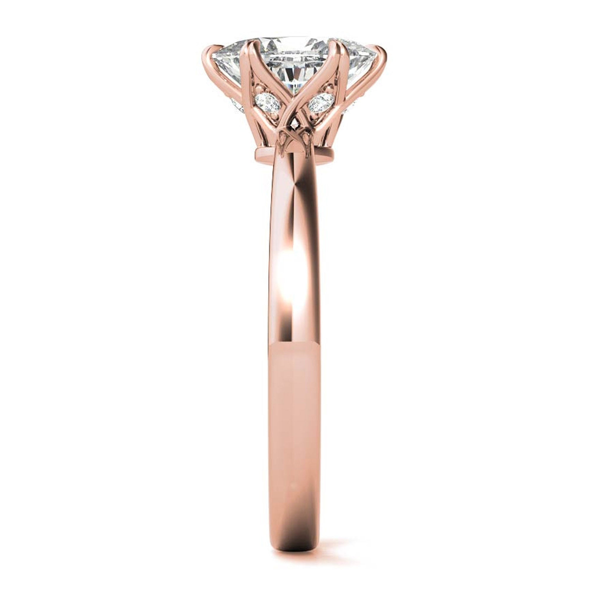 Stunning Adjustable Solitaire Ring - Rose Gold Plated Sterling Silver with American Diamond