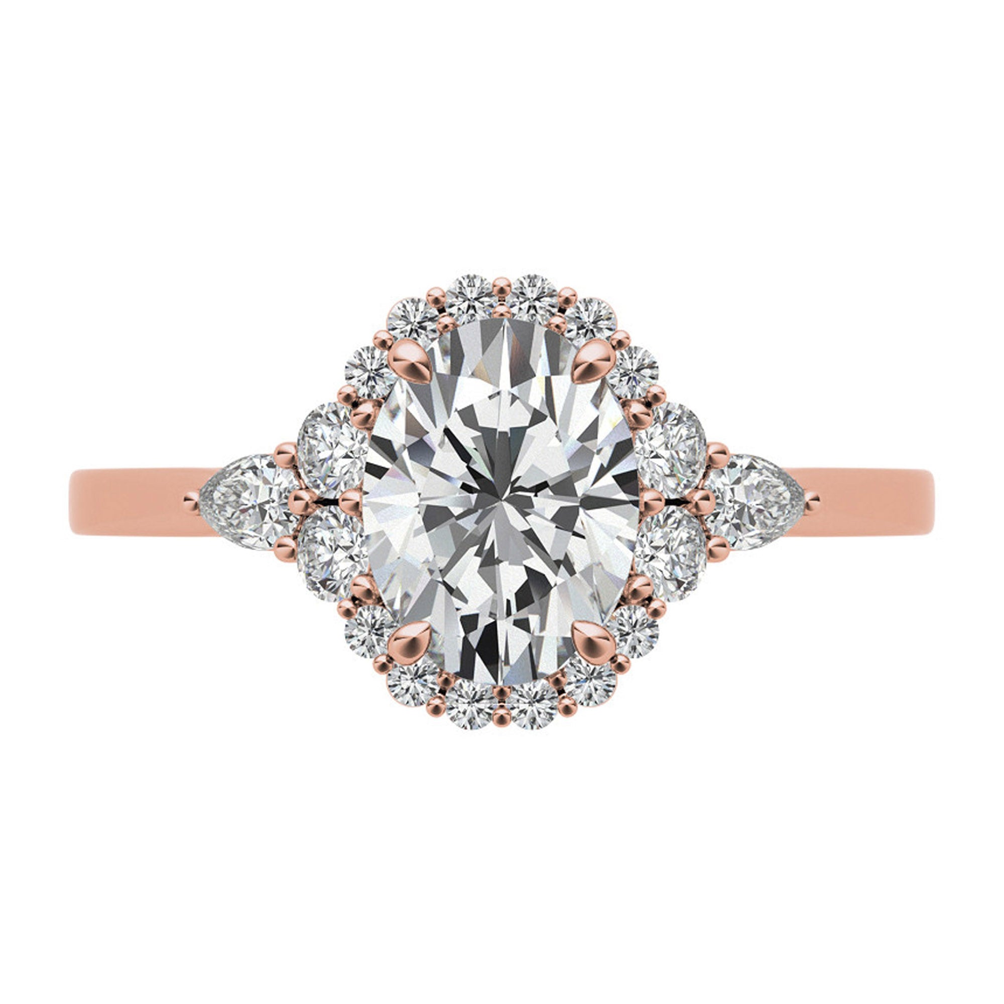 Silver Rosy Halo Sparkle Ring