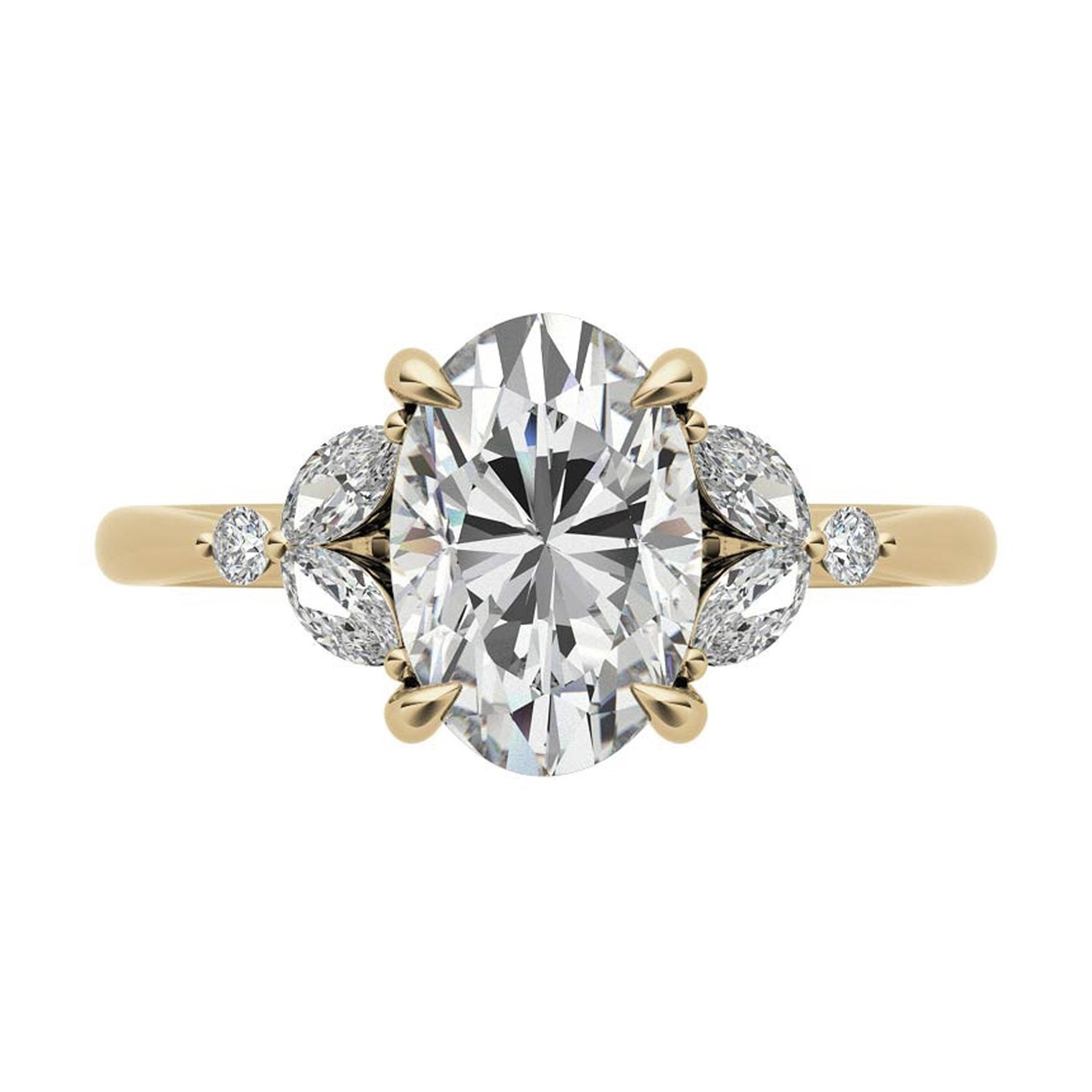 Stunning Adjustable Oval-Cut Ring in Yellow Gold Plating | Elegant Sterling Silver & American Diamond