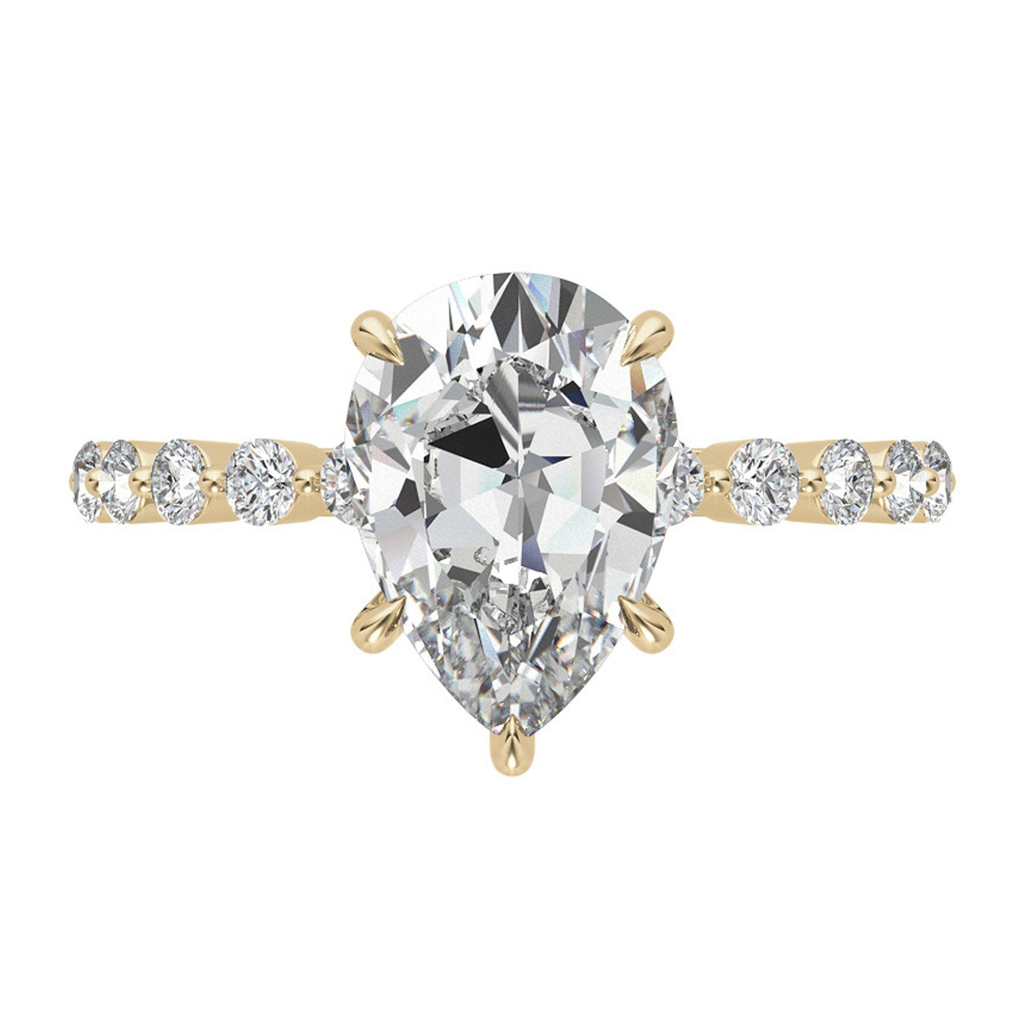 Silver Shining Pear Cut Ring