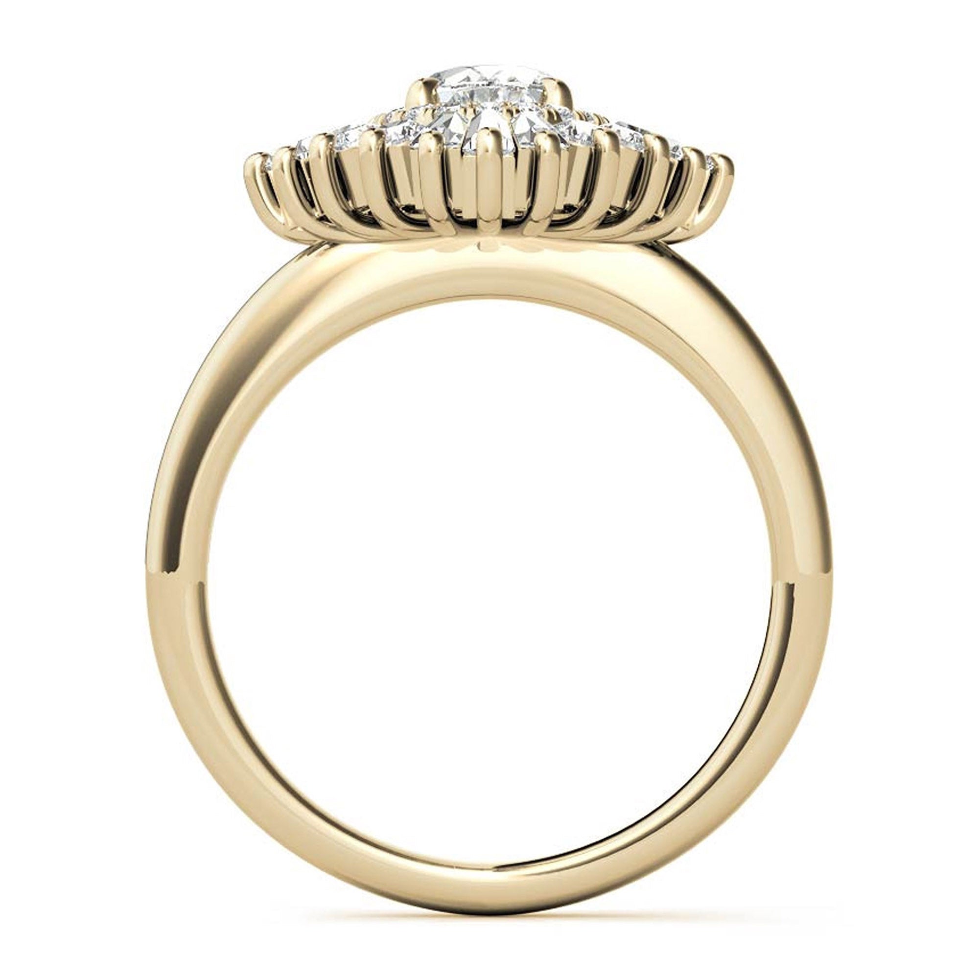 Stunning Adjustable Floral Halo Ring in Yellow Gold Plated Sterling Silver Ring for Women