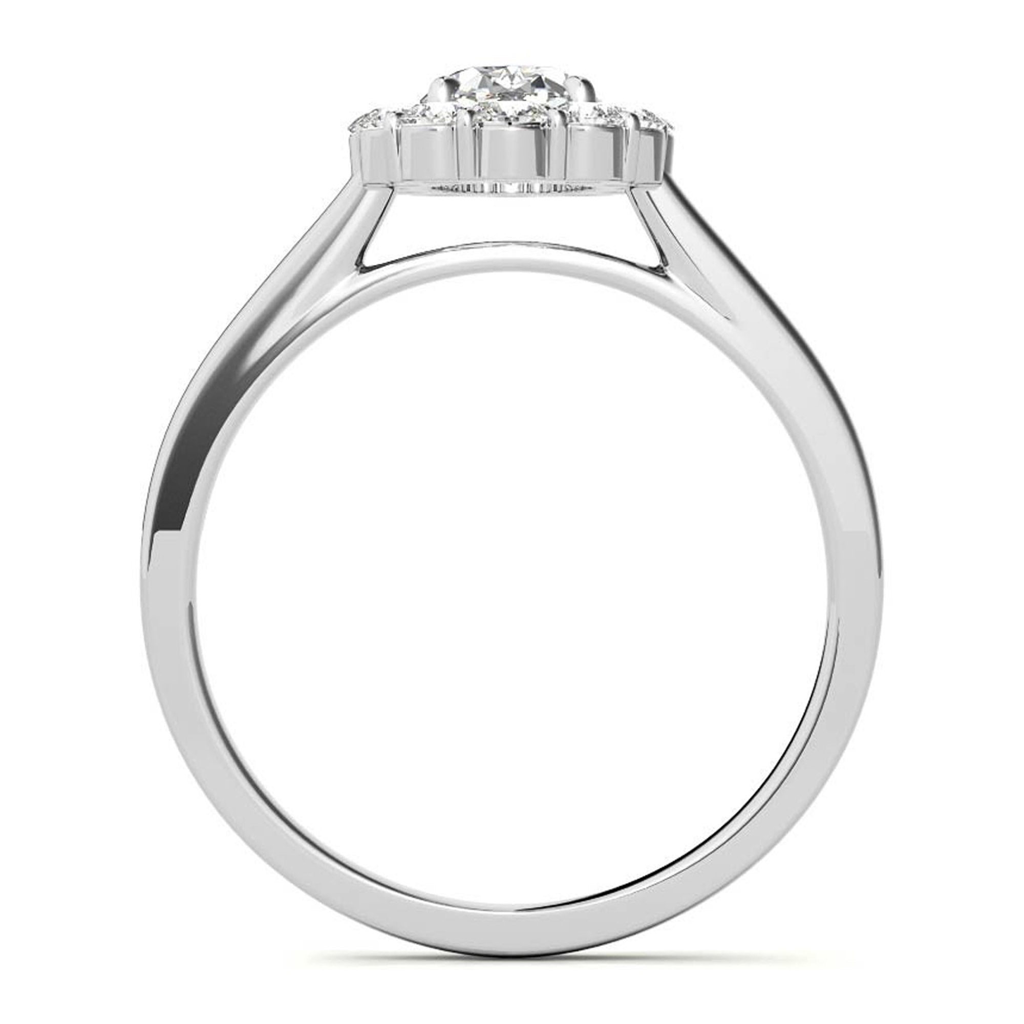 Stunning Adjustable Sterling Silver Oval Halo Cluster Ring - White Gold Plated Elegance for Any Occasion!