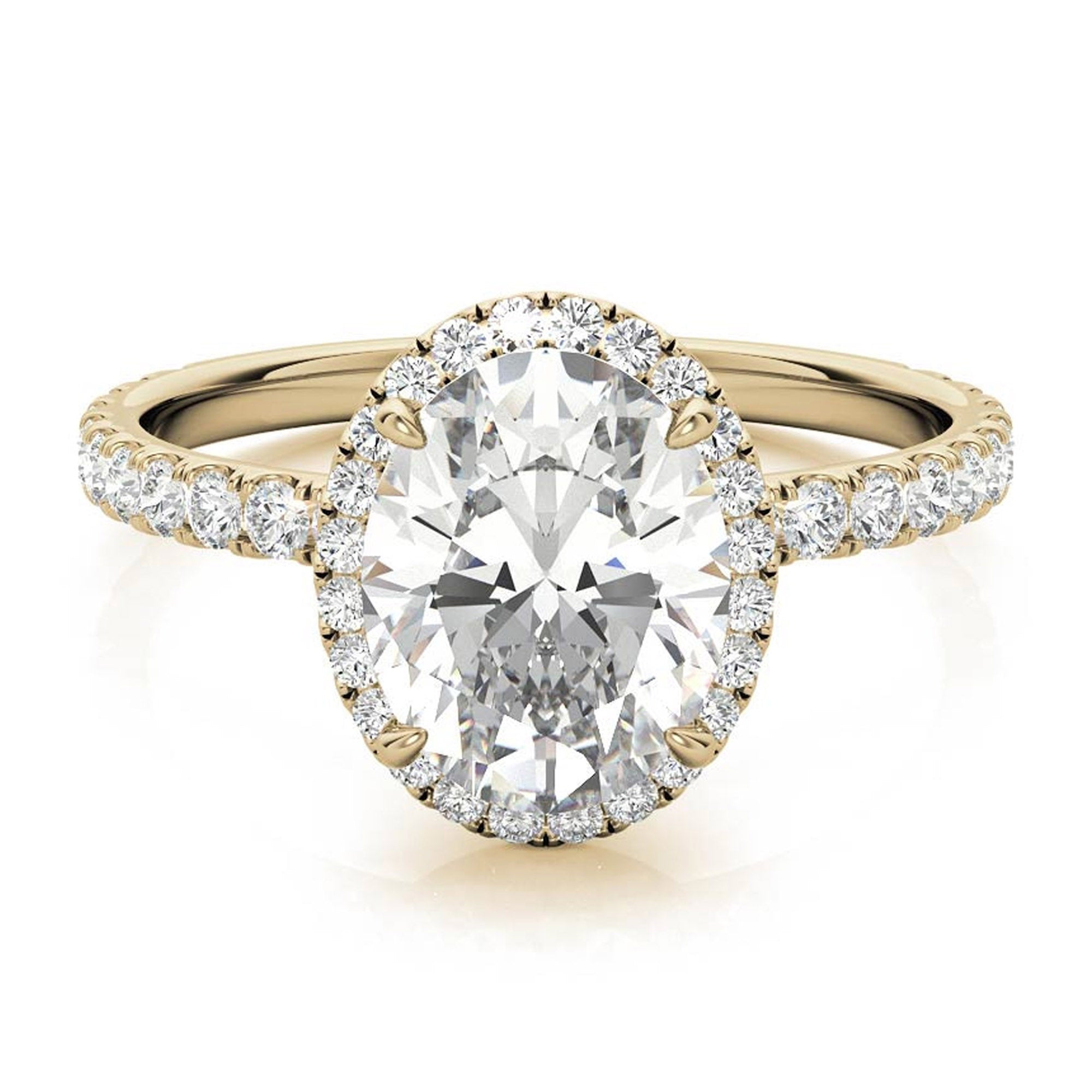 Sterling Silver Halo Pave Adjustable Classic Yellow Gold Engagement Ring For Women