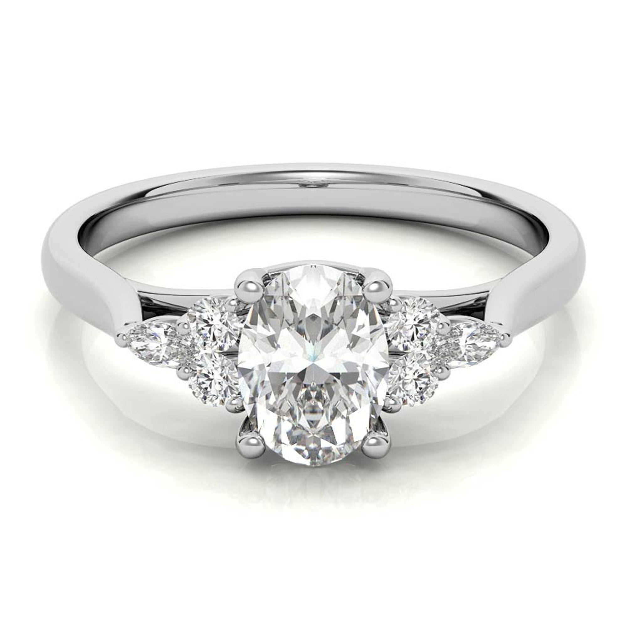 Stunning Adjustable Floral Cluster Ring - Sterling Silver with Elegant White Gold Plating