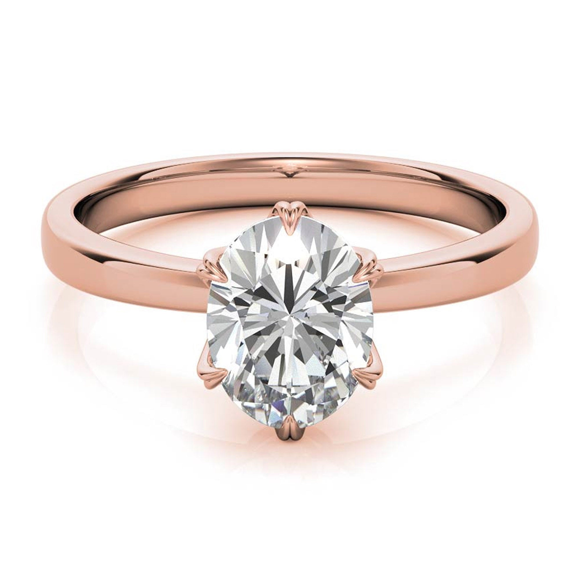 Stunning Adjustable Solitaire Ring - Rose Gold Plated Sterling Silver with American Diamond