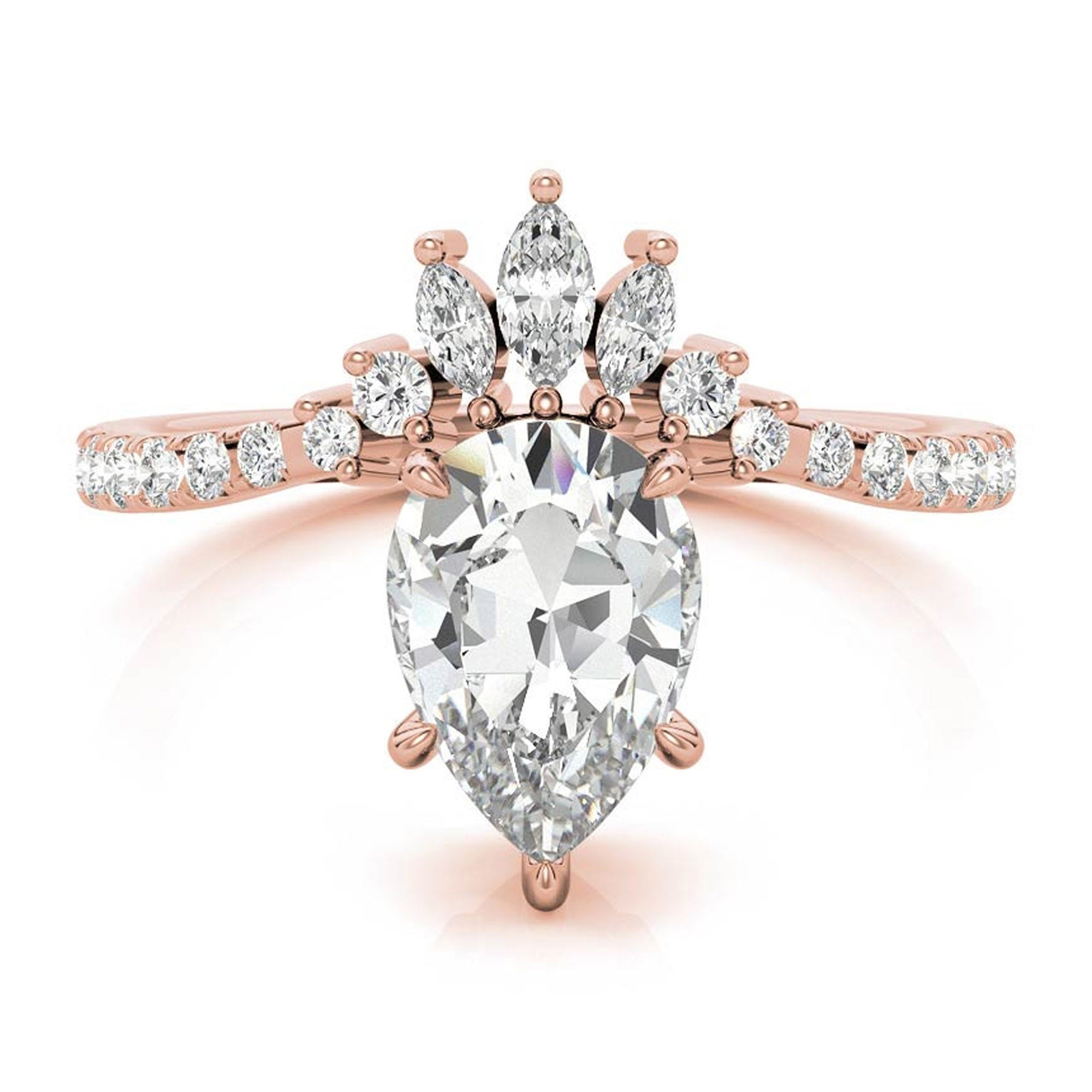 Silver Teardrop Crown Ring