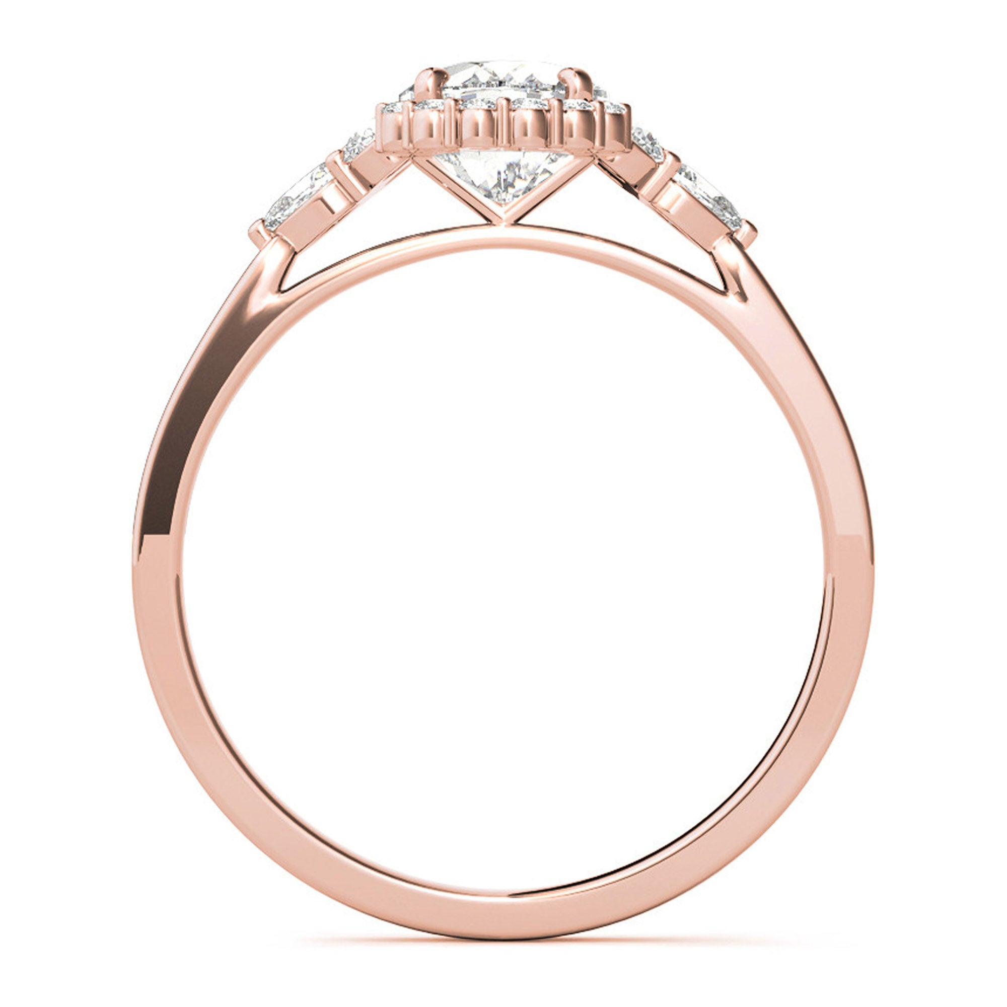 Silver Rosy Halo Sparkle Ring