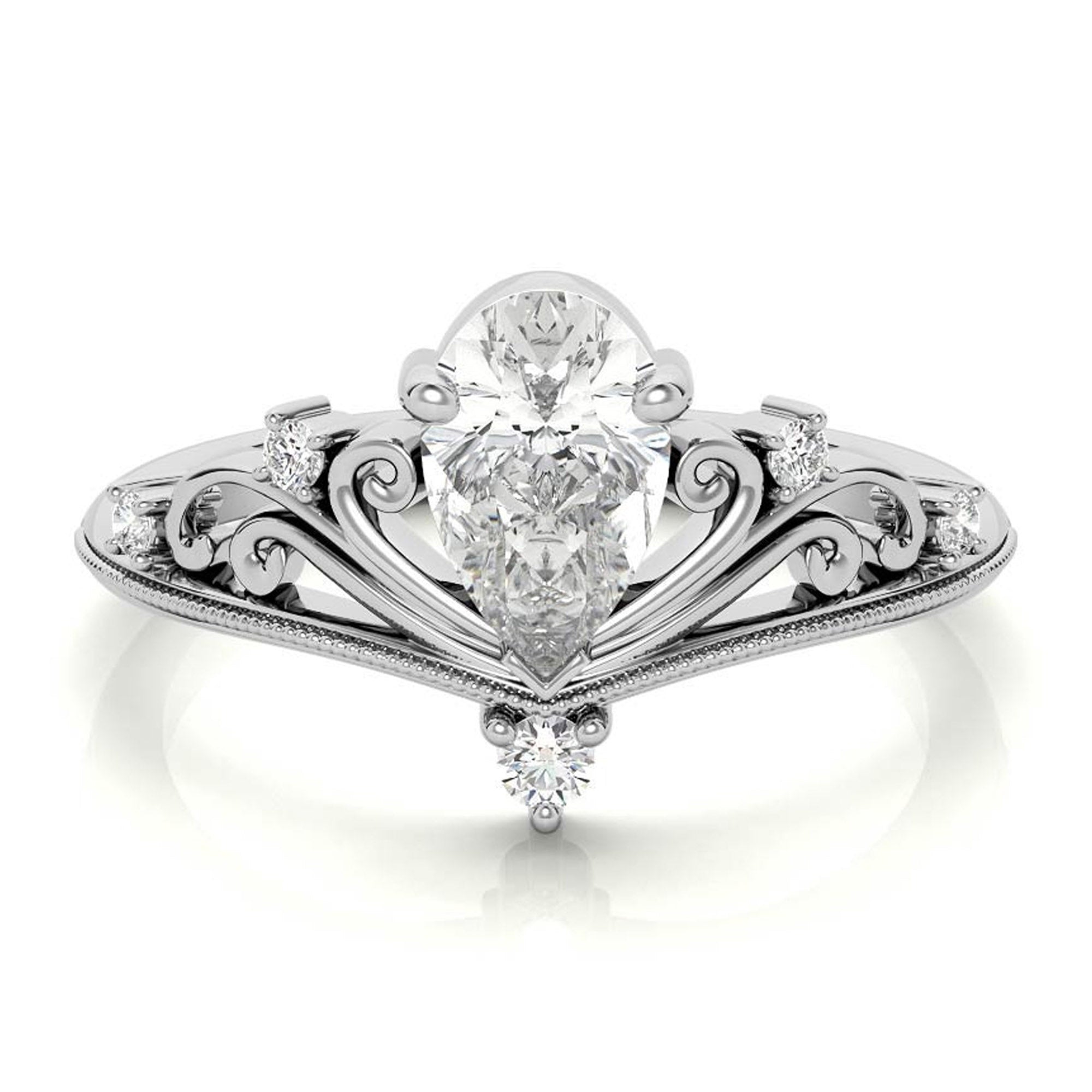 Silver Pear Cut Majesty Ring