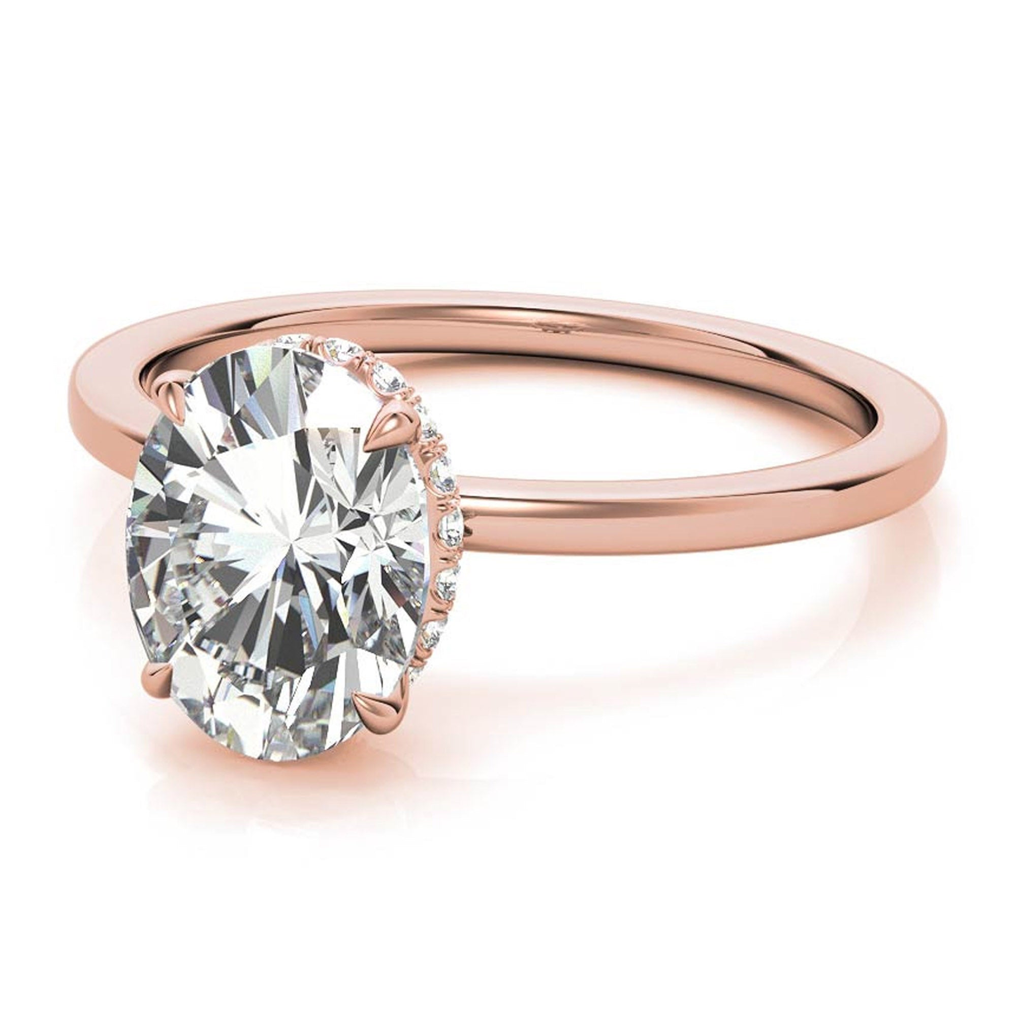 Sterling Silver Oval-Cut Solitaire Rose Gold Minimalist Engagement Ring for Women