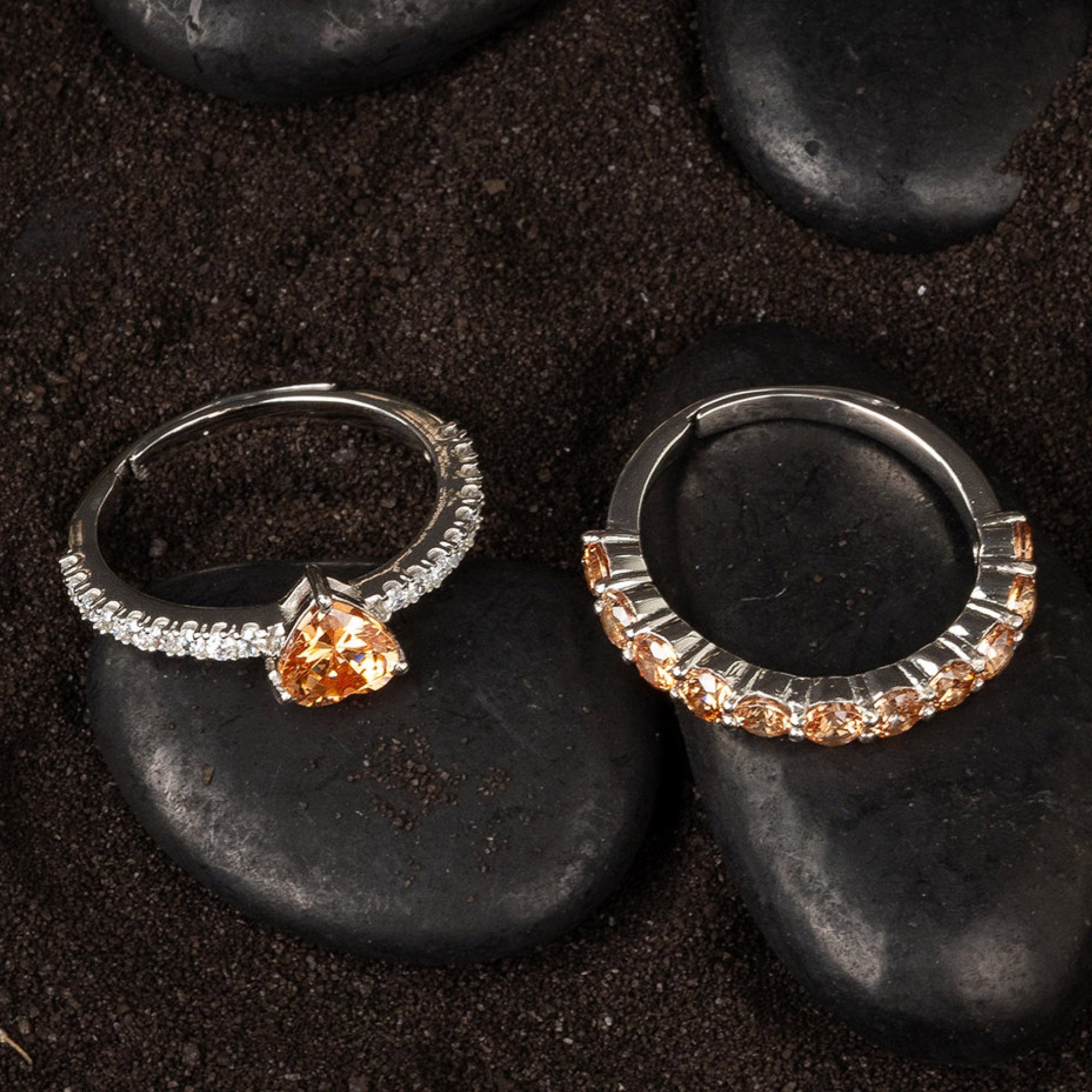 Champagne Heart Ring Set