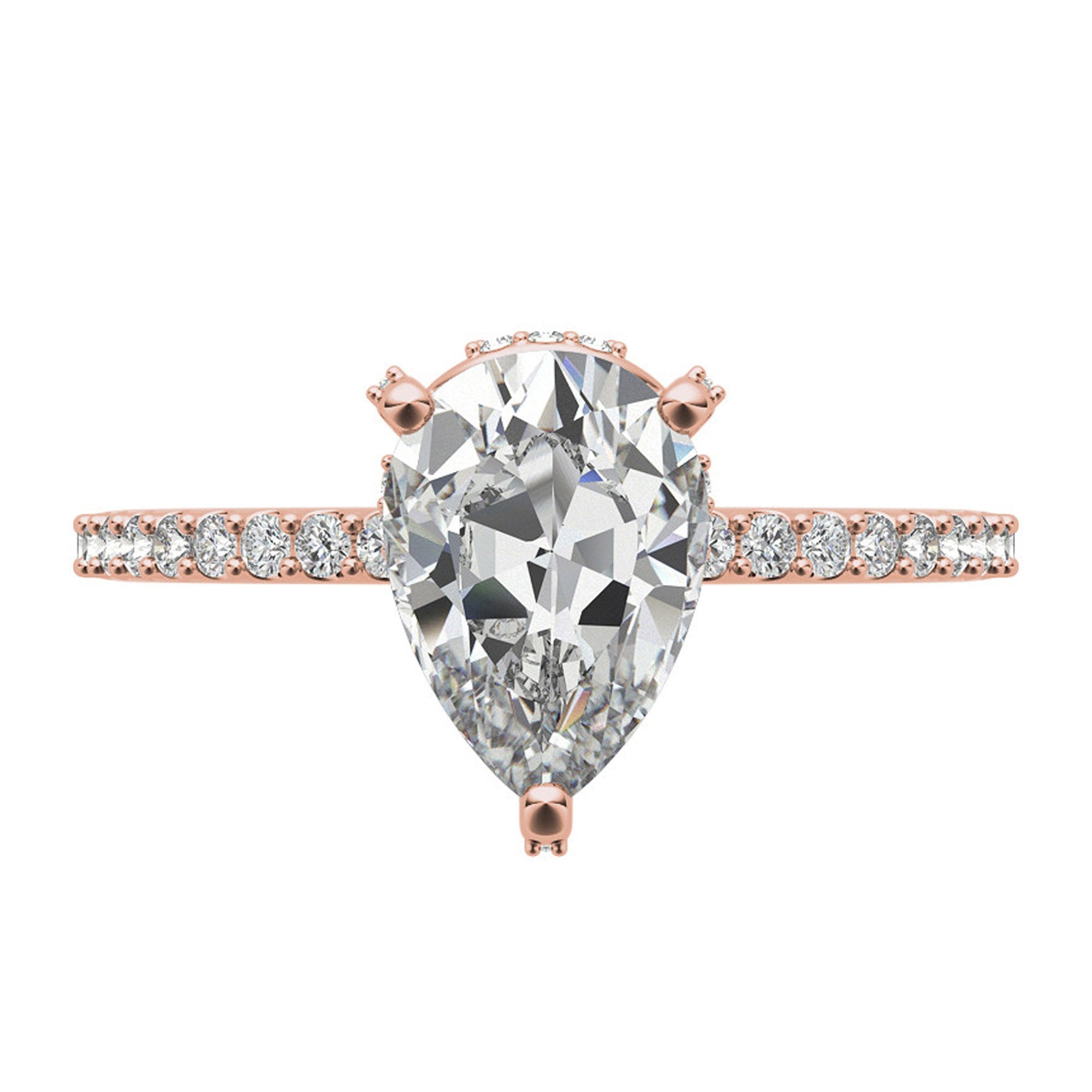 Adjustable Engagement Sterling Silver Rose Gold Pear Shape Ring For Women