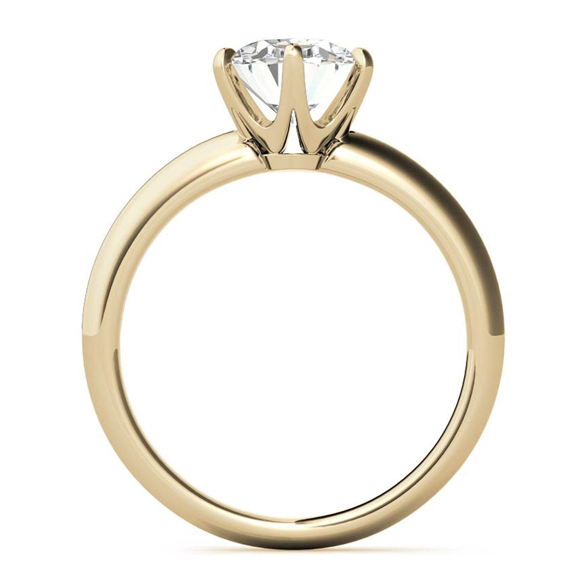 Sterling Silver Six-Prong Adjustable Solitaire Yellow Gold Engagement Ring for Women