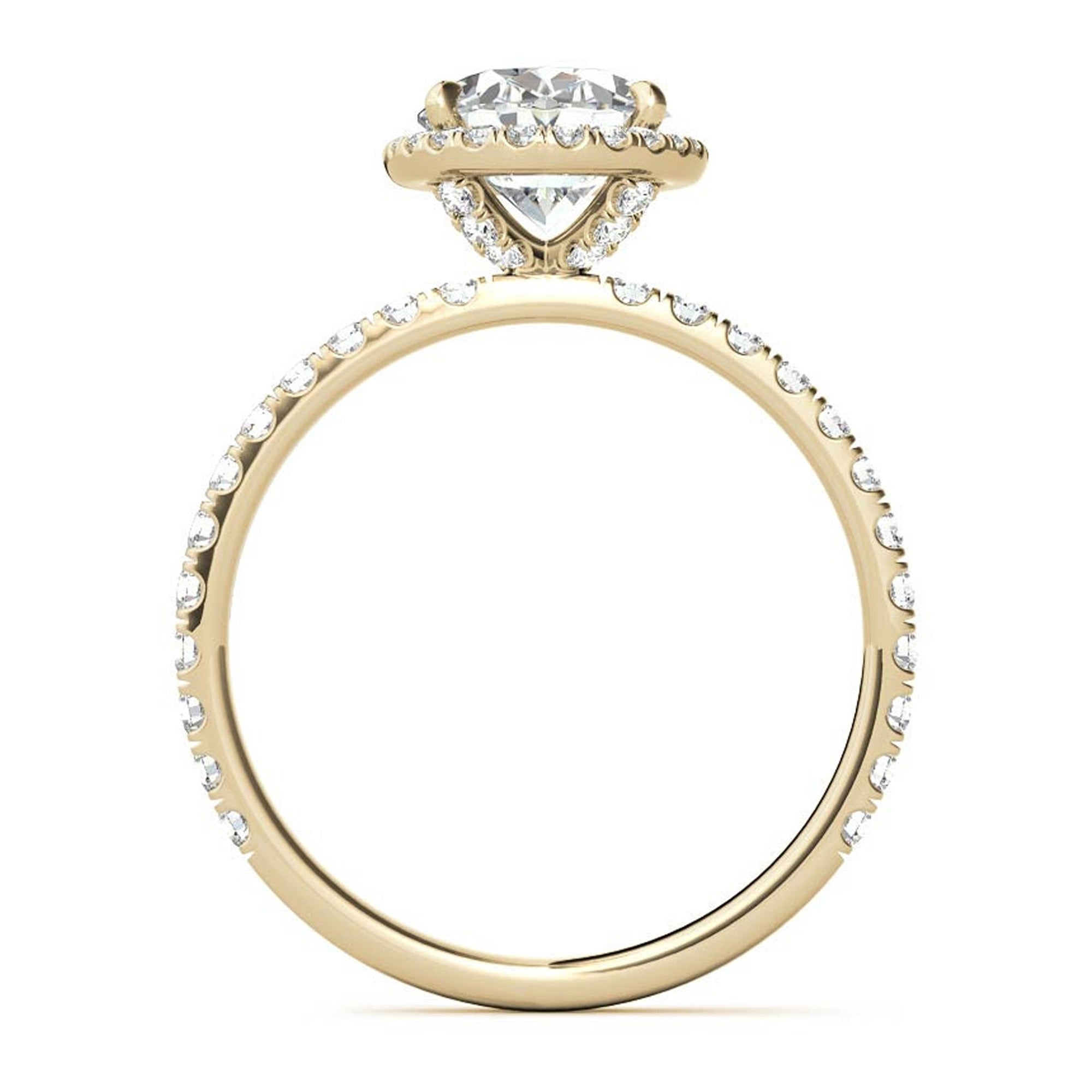 Sterling Silver Halo Pave Adjustable Classic Yellow Gold Engagement Ring For Women