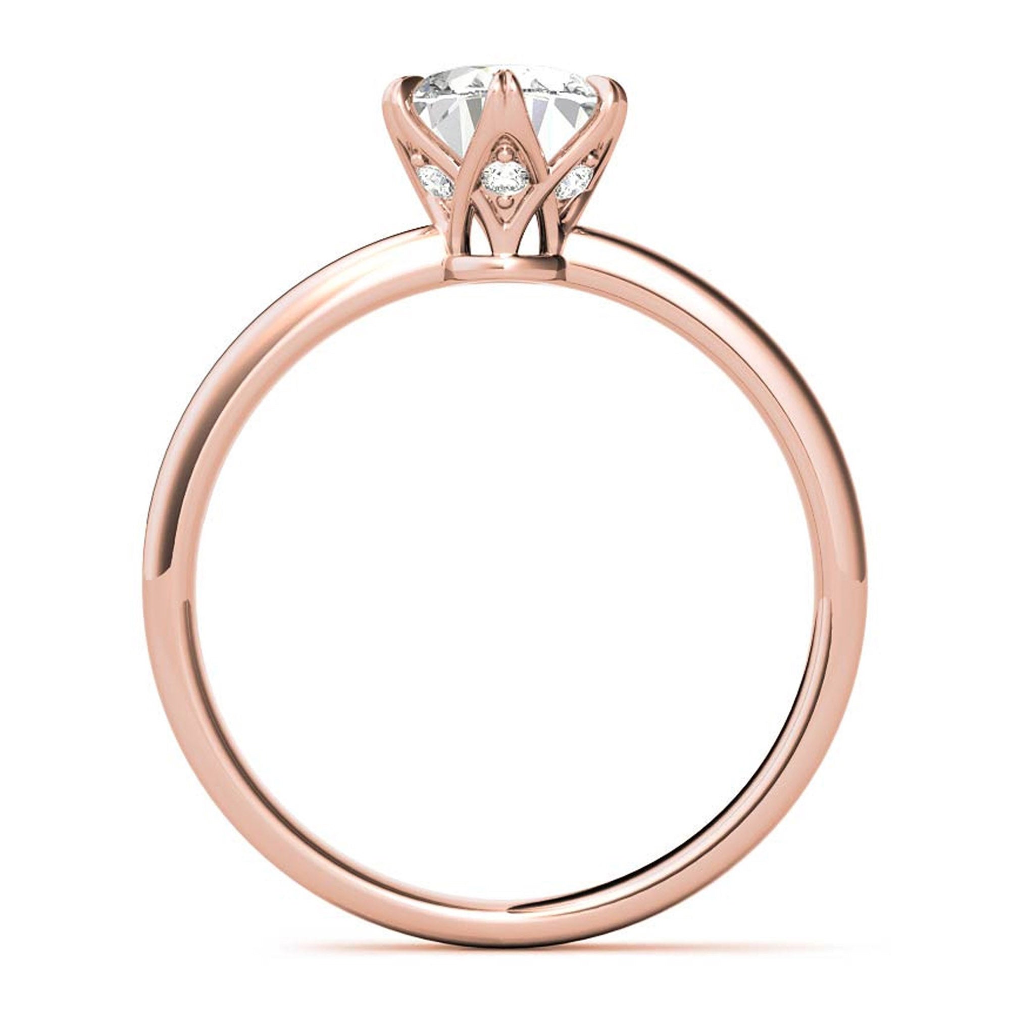 Stunning Adjustable Solitaire Ring - Rose Gold Plated Sterling Silver with American Diamond