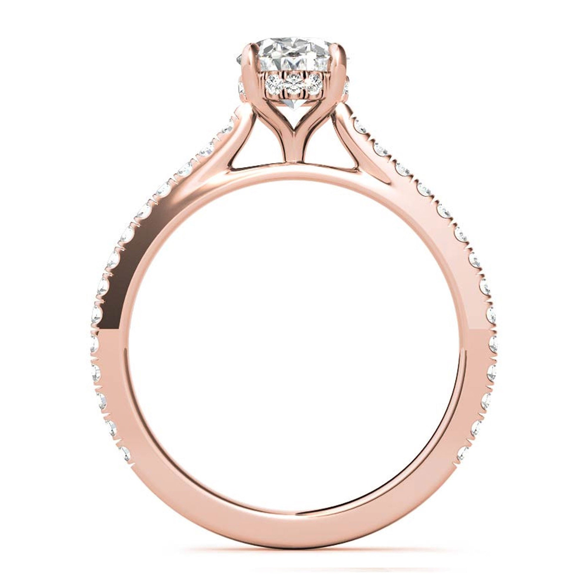 Elegant Classic Sterling Silver Adjustable Oval Cut Zircon Pave Set Rose Gold Engagement Ring For Women