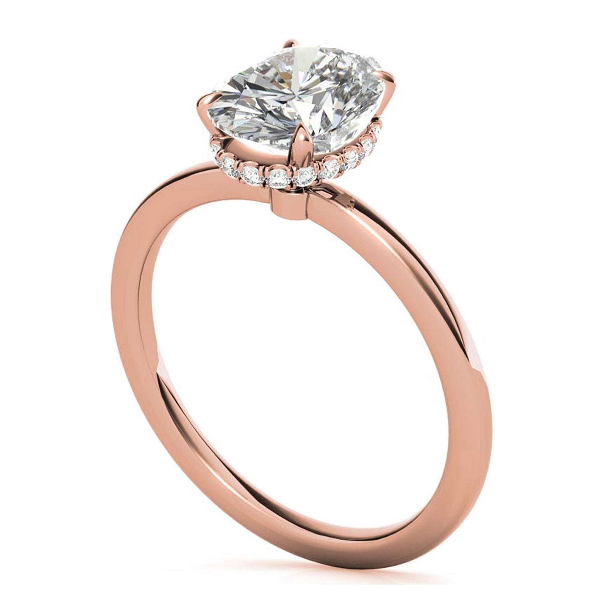 Sterling Silver Oval-Cut Solitaire Rose Gold Minimalist Engagement Ring for Women