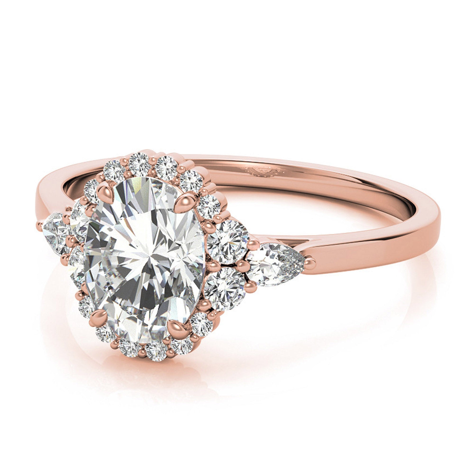 Silver Rosy Halo Sparkle Ring