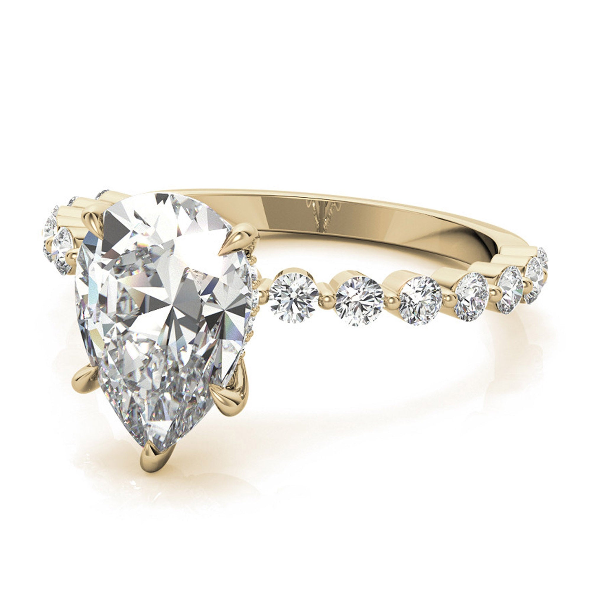 Silver Shining Pear Cut Ring