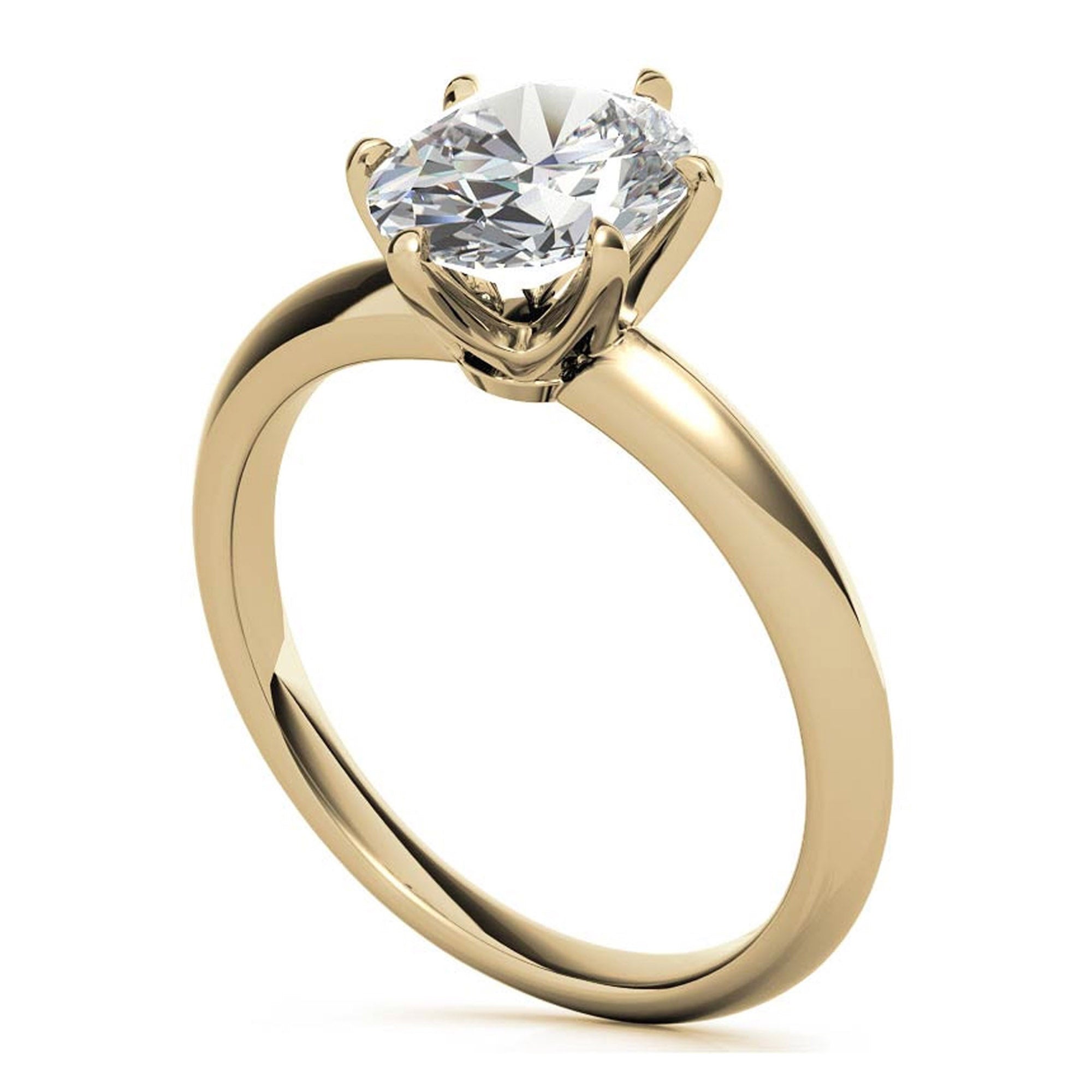 Sterling Silver Six-Prong Adjustable Solitaire Yellow Gold Engagement Ring for Women