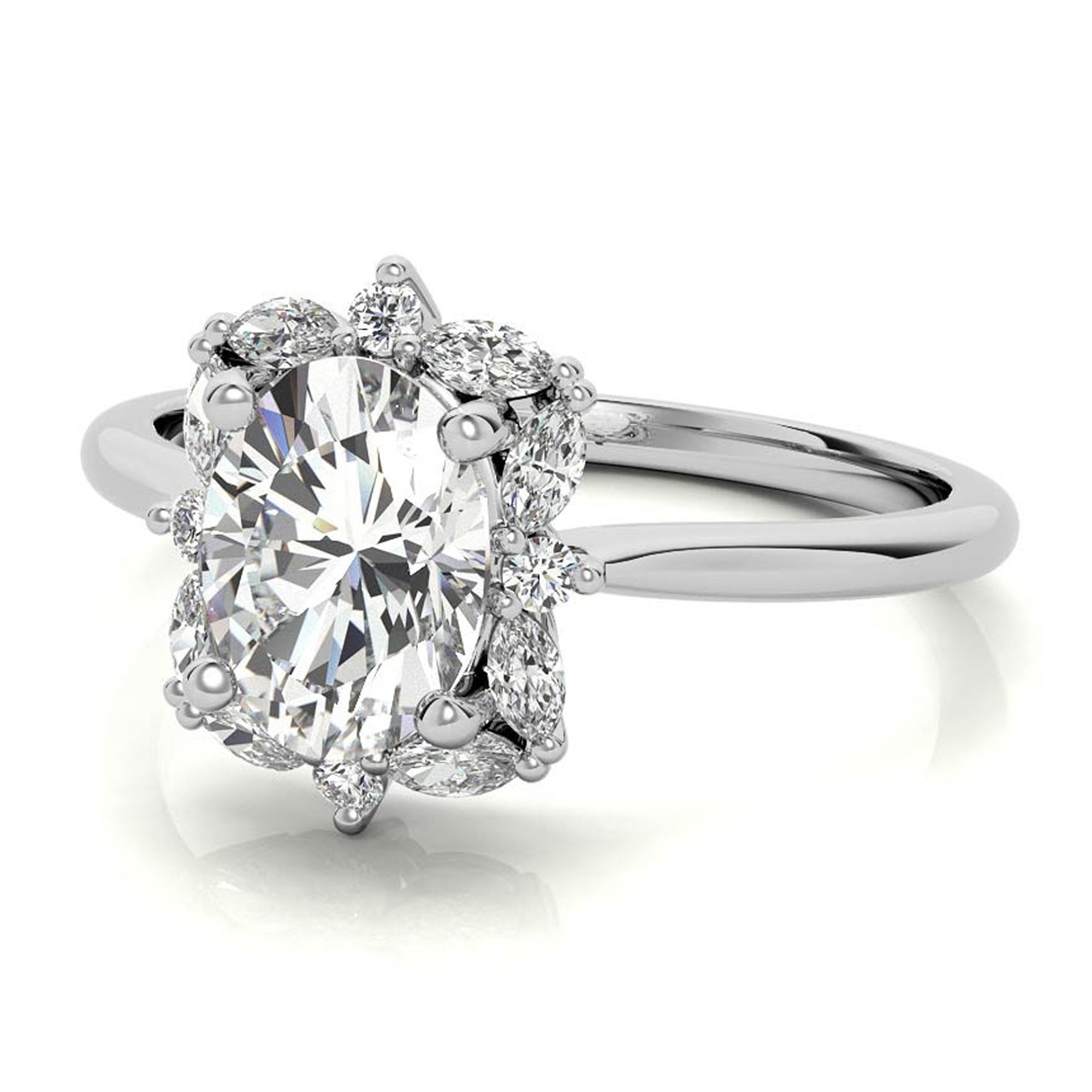 Silver Radiant Halo Ring