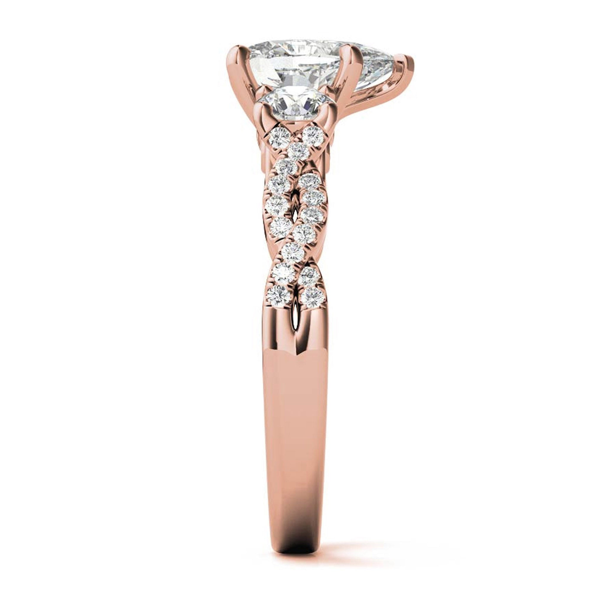 Silver Radiant Solitaire Twisted Ring