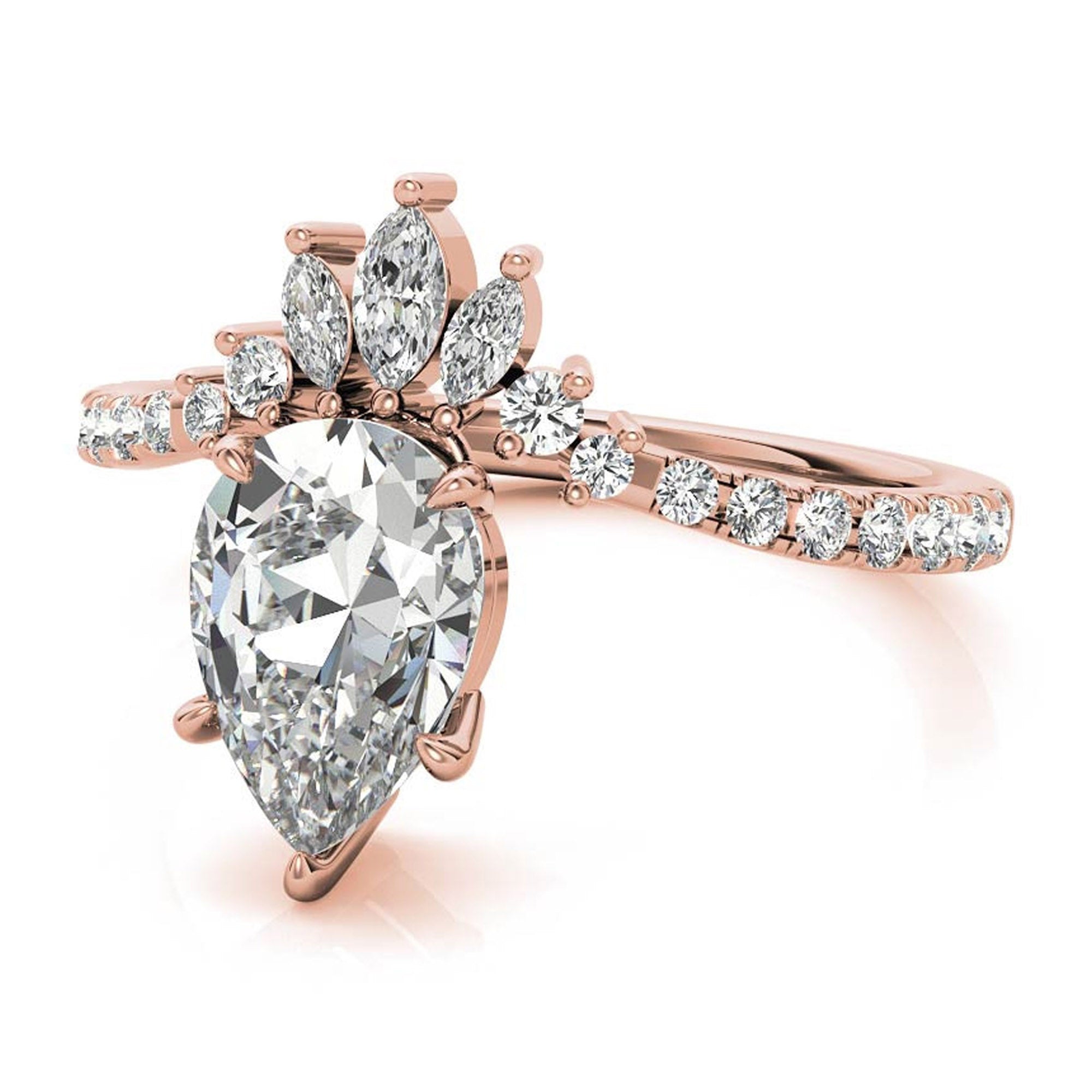 Silver Teardrop Crown Ring