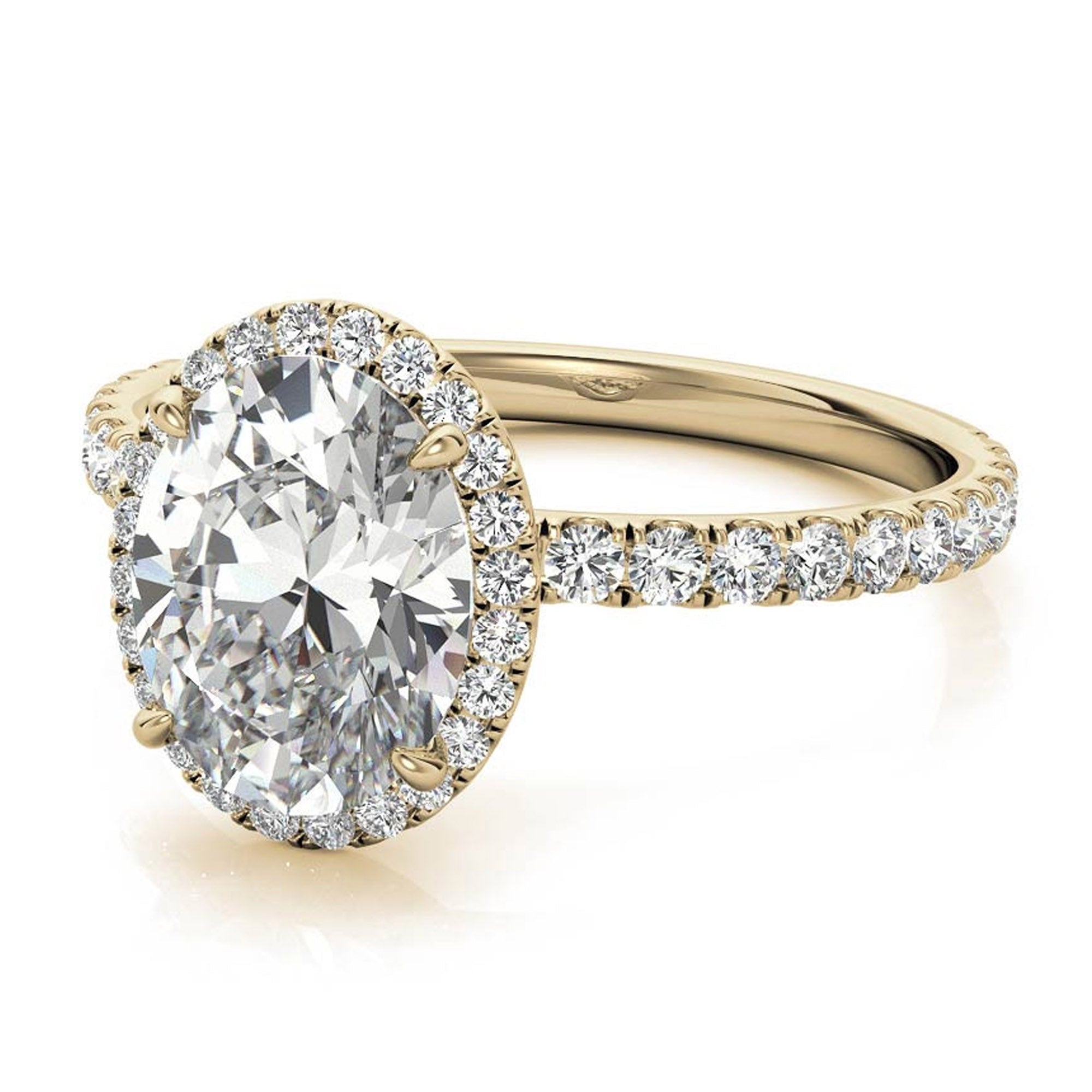 Sterling Silver Halo Pave Adjustable Classic Yellow Gold Engagement Ring For Women
