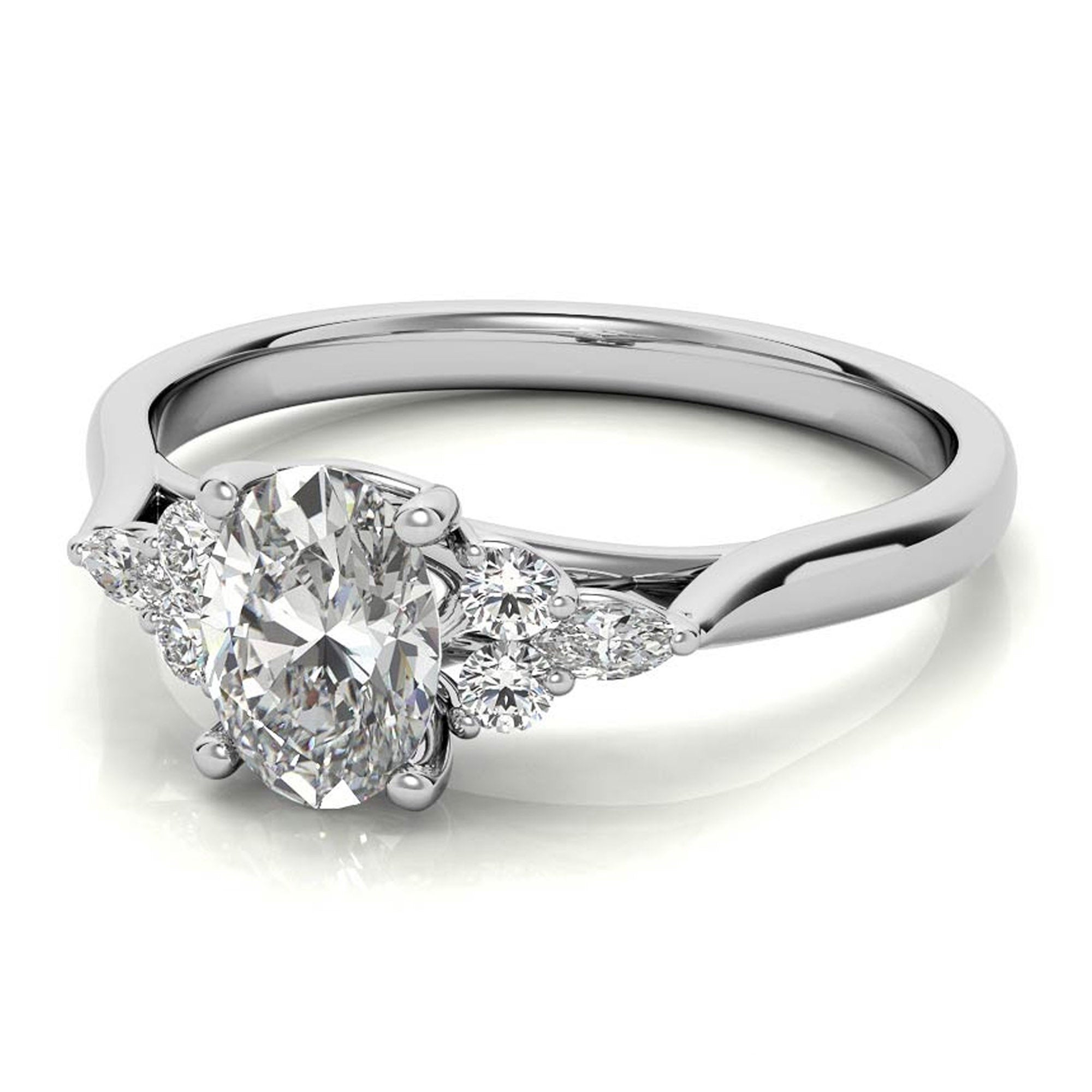 Stunning Adjustable Floral Cluster Ring - Sterling Silver with Elegant White Gold Plating