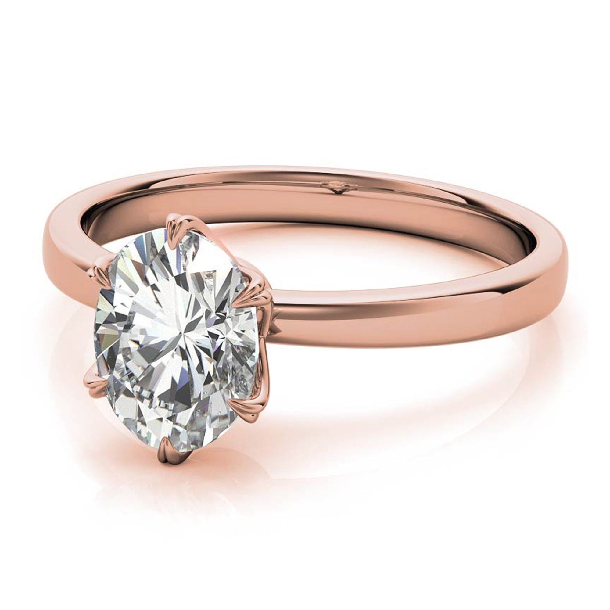 Stunning Adjustable Solitaire Ring - Rose Gold Plated Sterling Silver with American Diamond