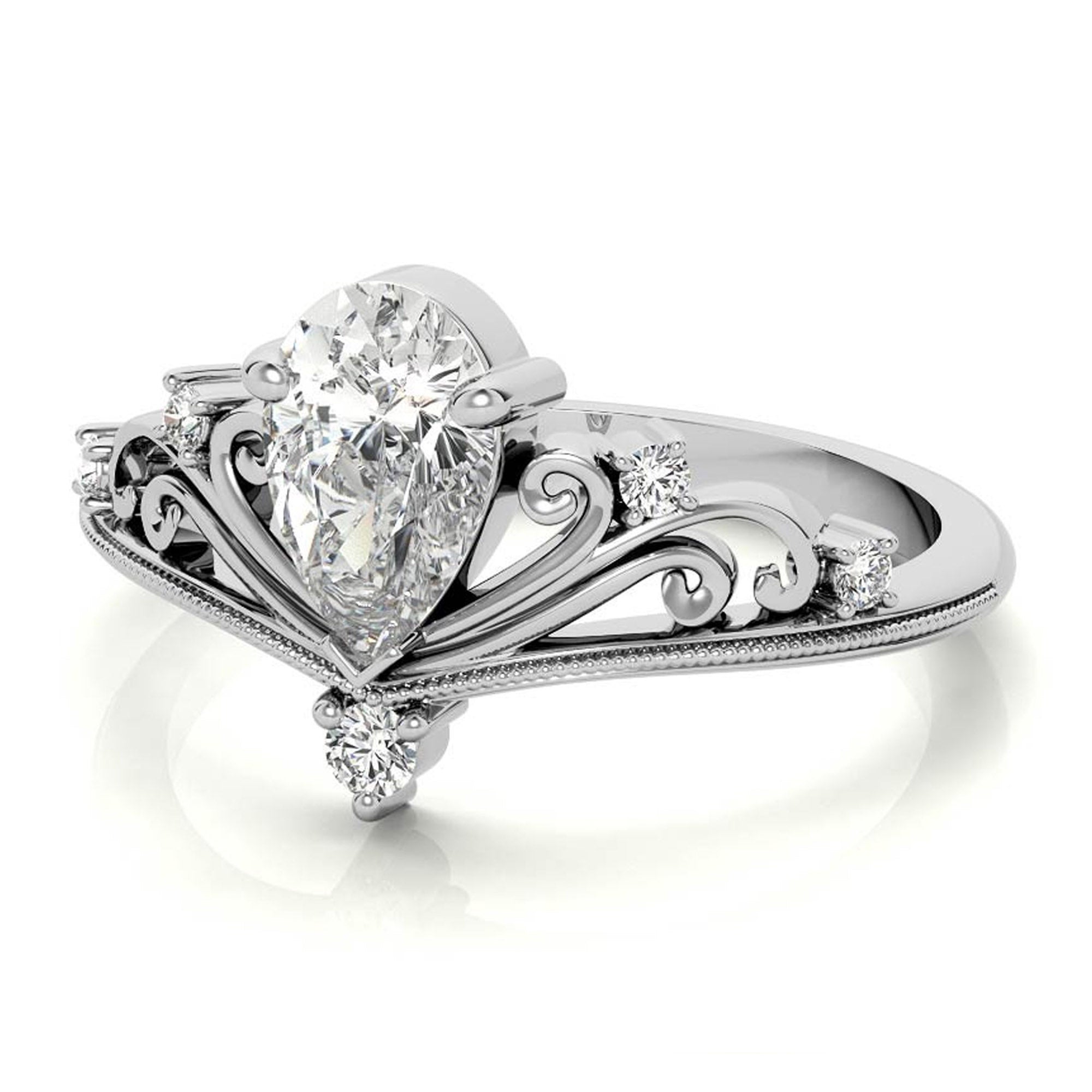 Silver Pear Cut Majesty Ring