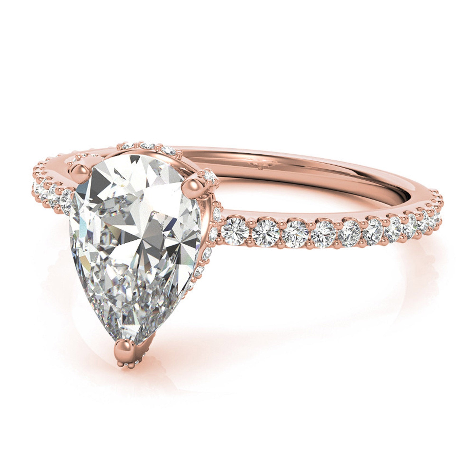 Adjustable Engagement Sterling Silver Rose Gold Pear Shape Ring For Women