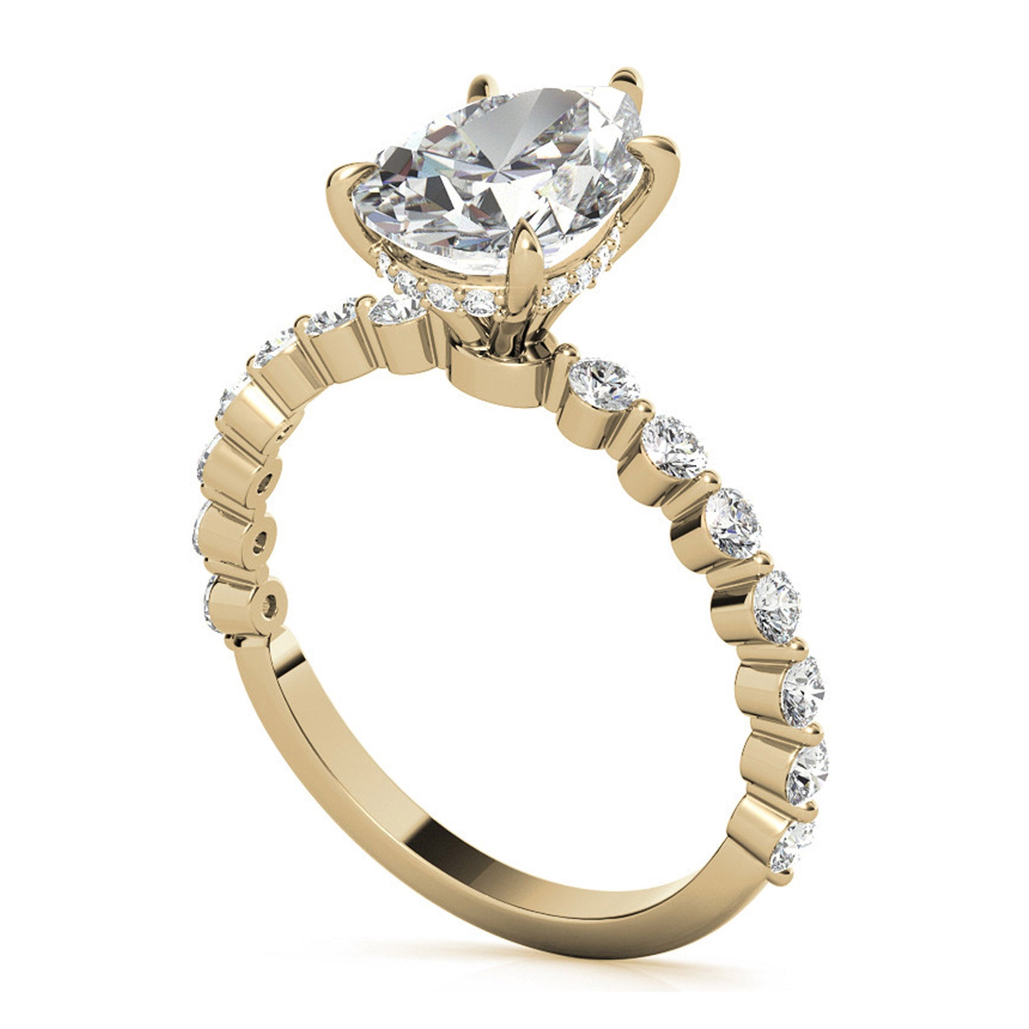 Silver Shining Pear Cut Ring