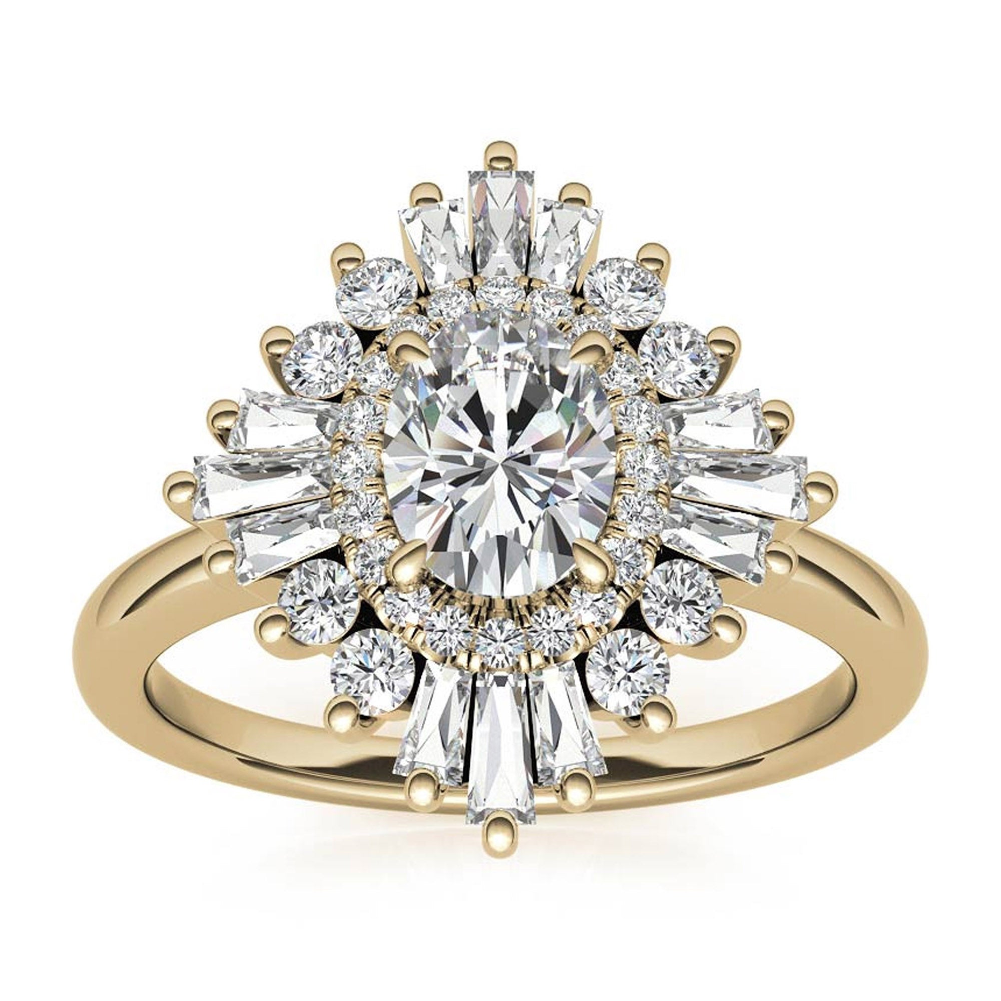 Stunning Adjustable Floral Halo Ring in Yellow Gold Plated Sterling Silver Ring for Women