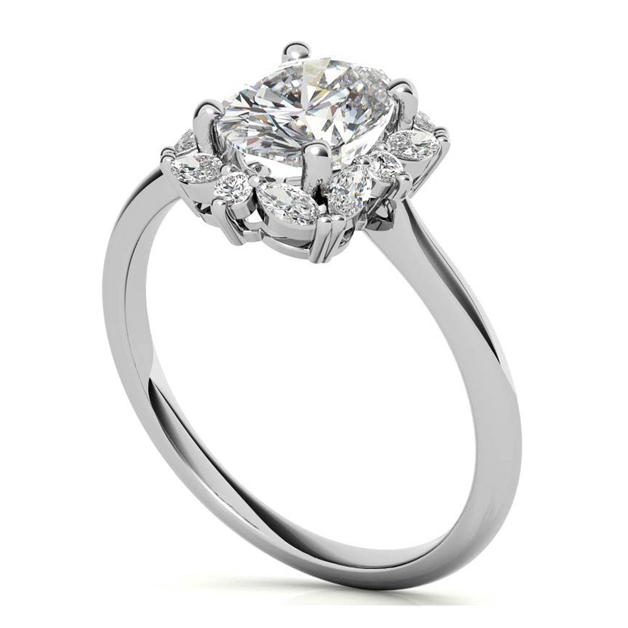 Silver Radiant Halo Ring