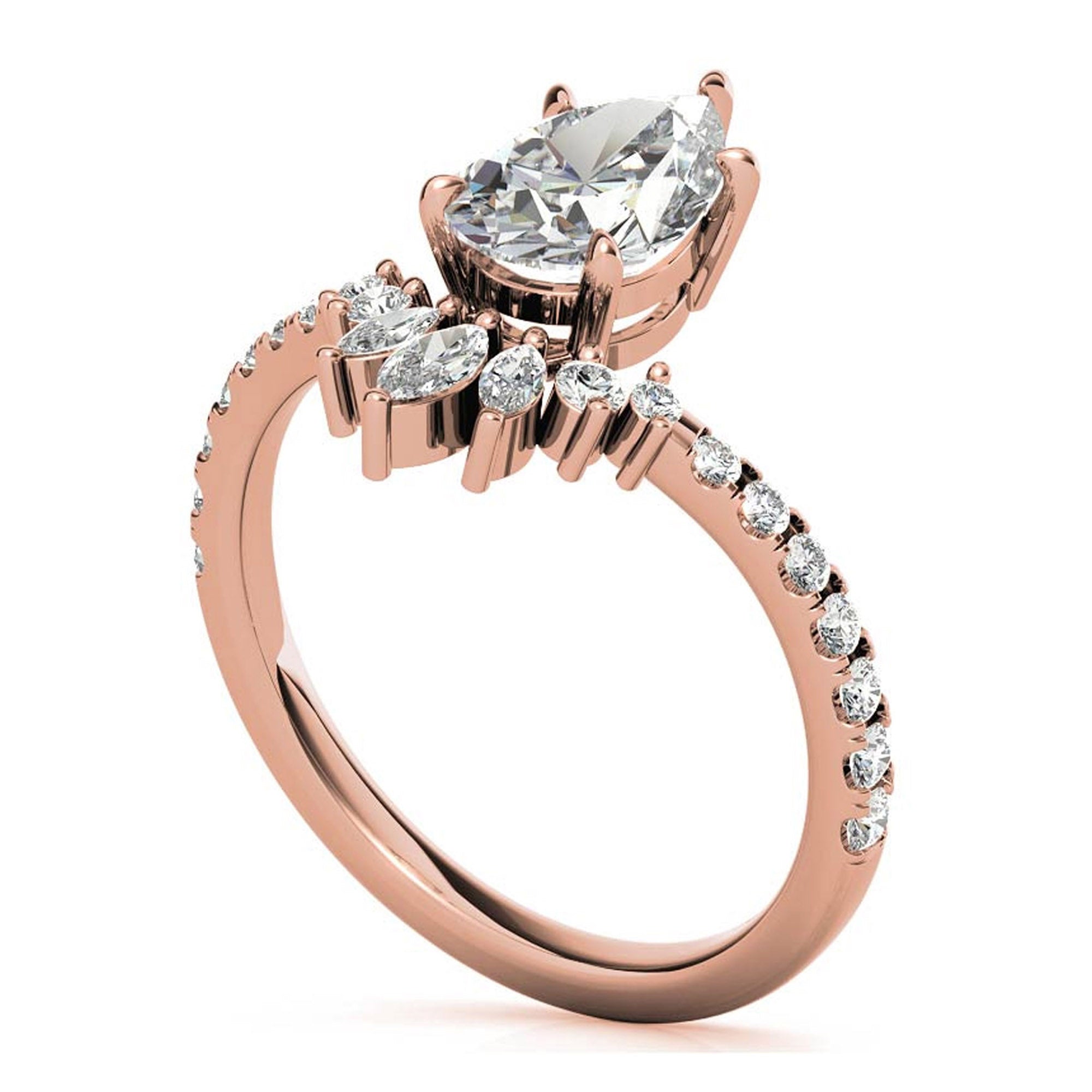 Silver Teardrop Crown Ring