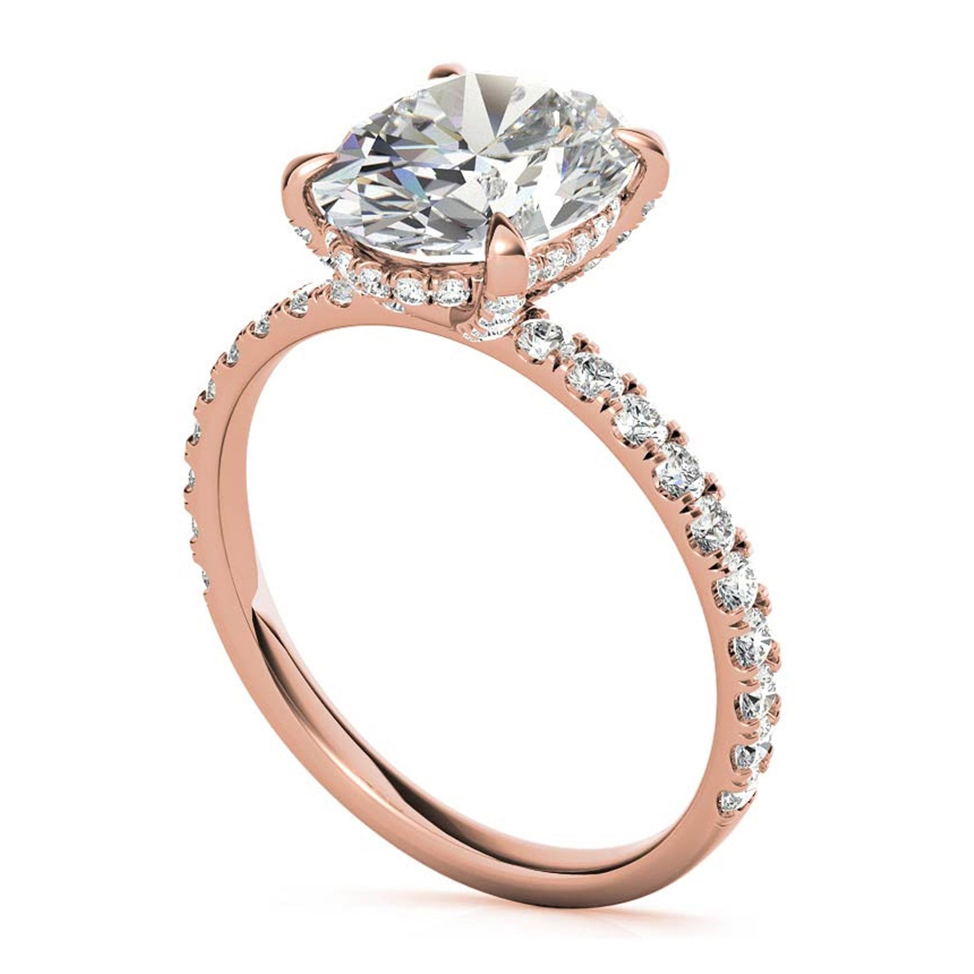 Classic 925 Sterling Silver Adjustable Oval-Cut Rose Gold Engagement Ring For Women