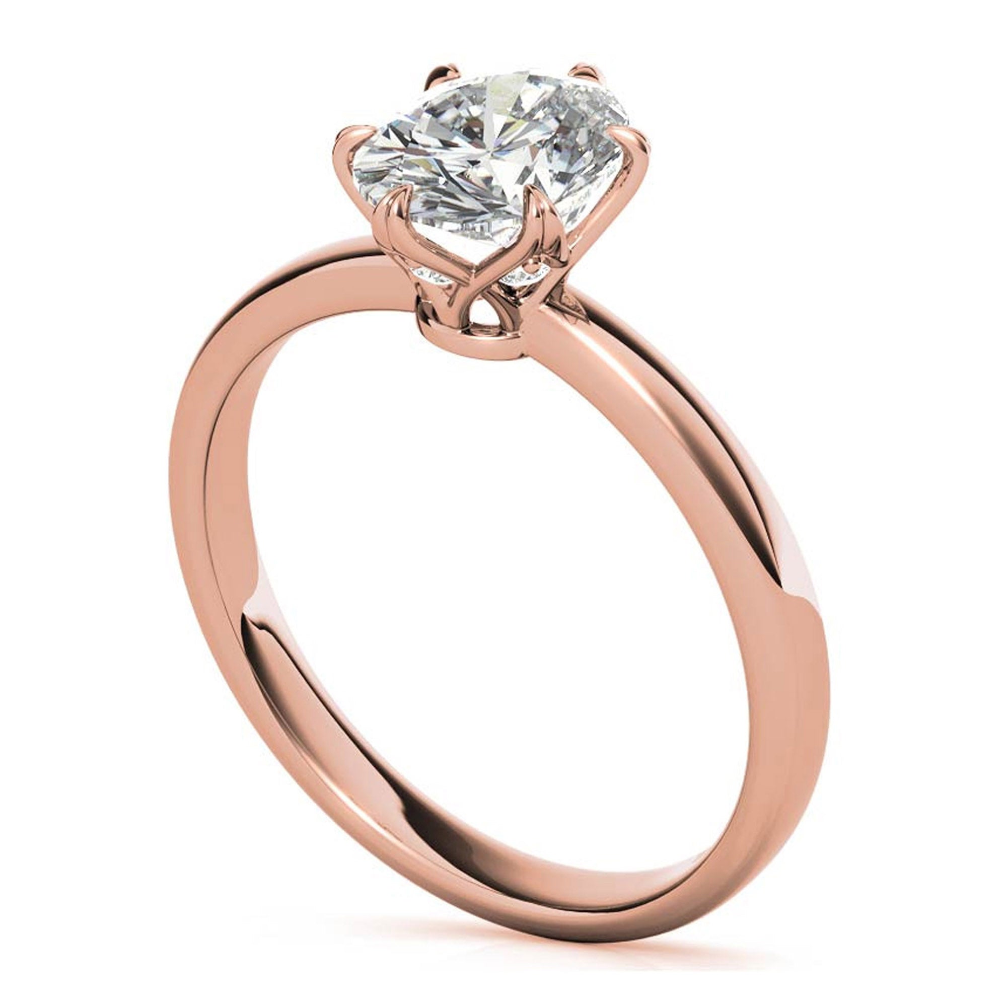Stunning Adjustable Solitaire Ring - Rose Gold Plated Sterling Silver with American Diamond