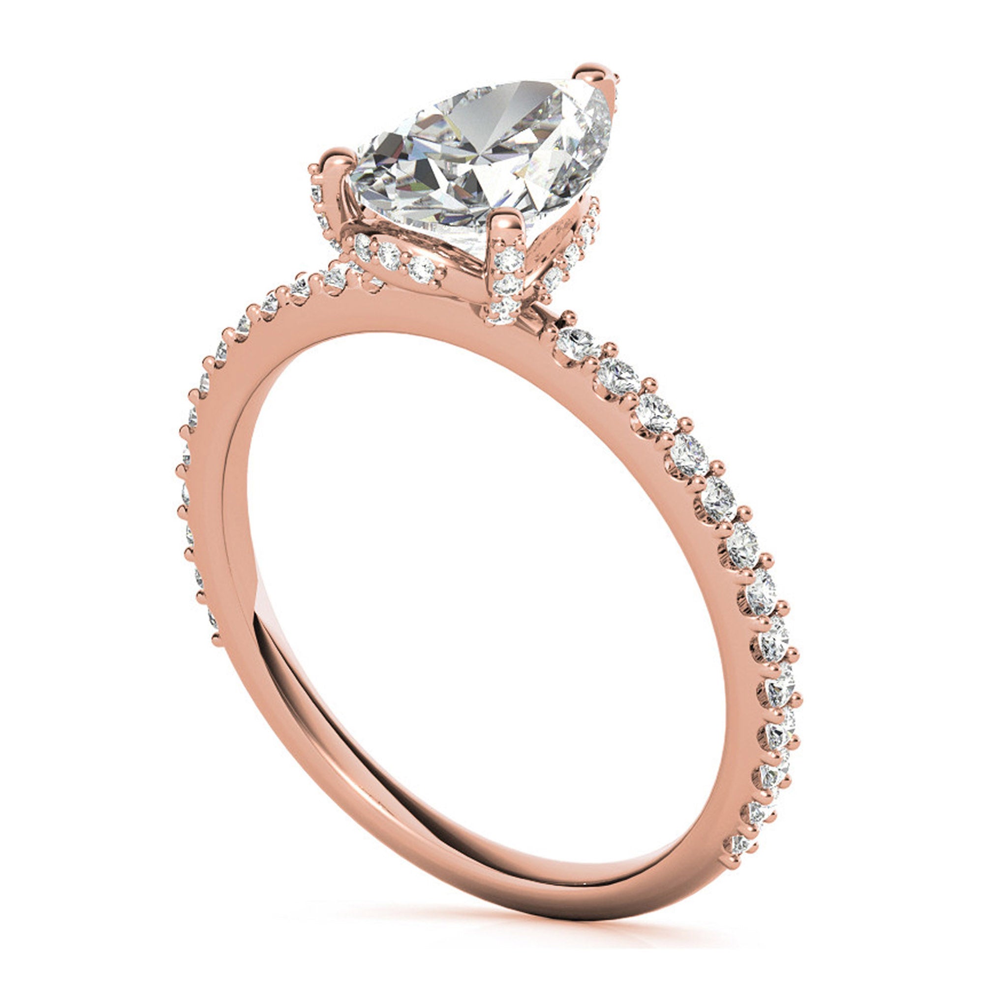 Adjustable Engagement Sterling Silver Rose Gold Pear Shape Ring For Women