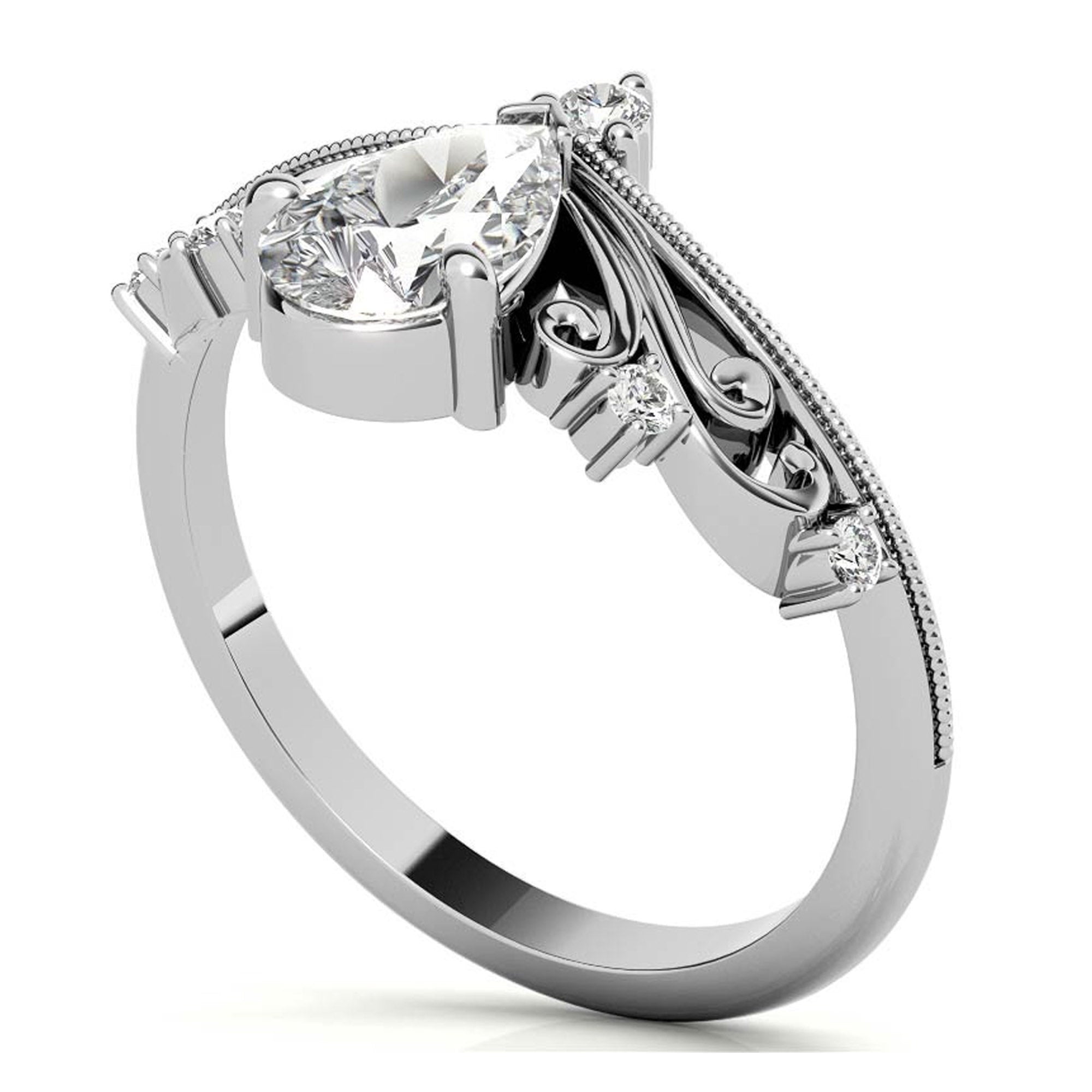 Silver Pear Cut Majesty Ring