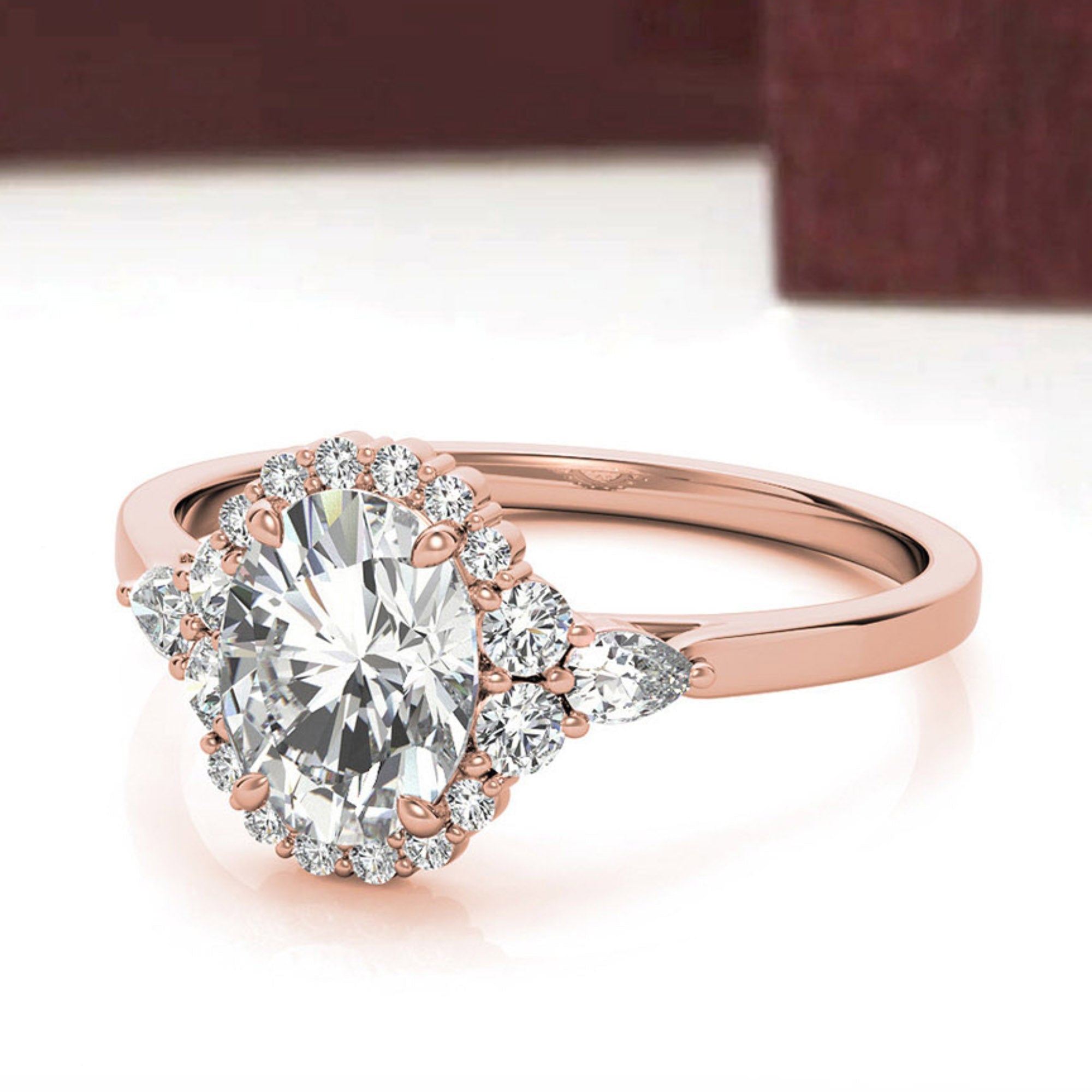 Silver Rosy Halo Sparkle Ring
