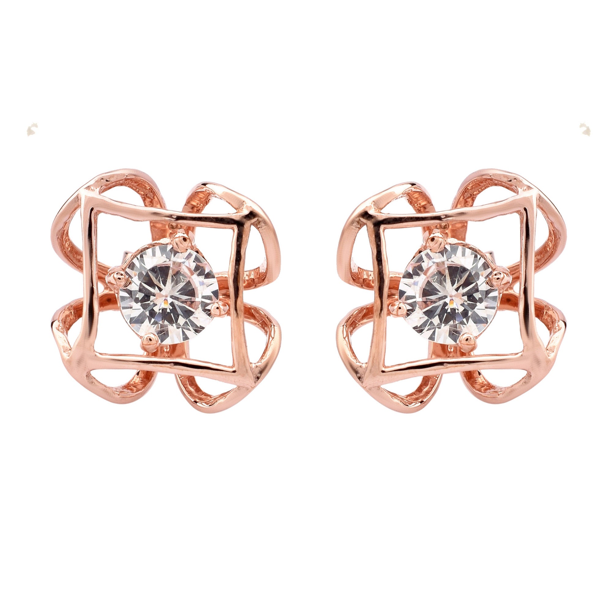 Geometric Rose Gold Stud Earrings