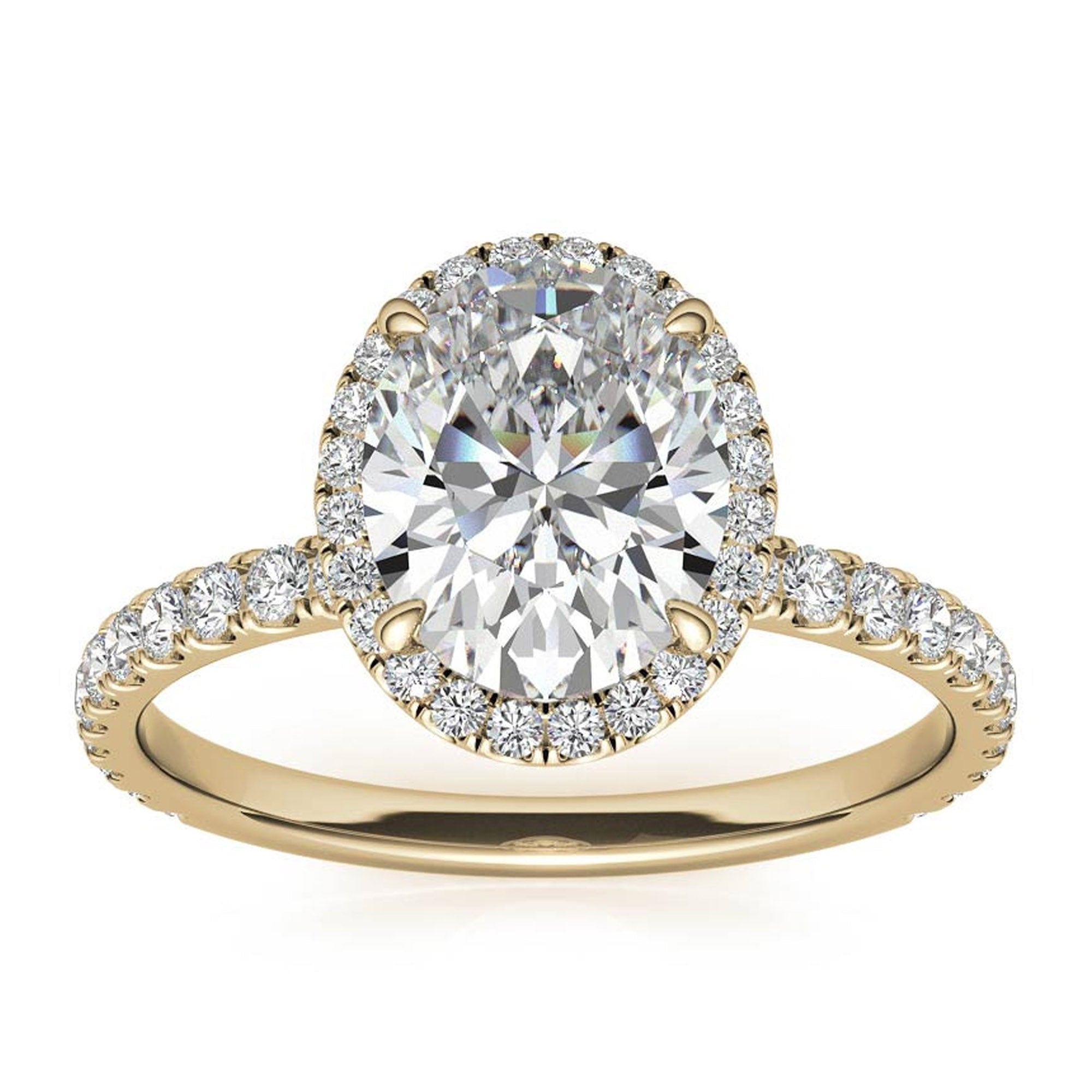 Sterling Silver Halo Pave Adjustable Classic Yellow Gold Engagement Ring For Women