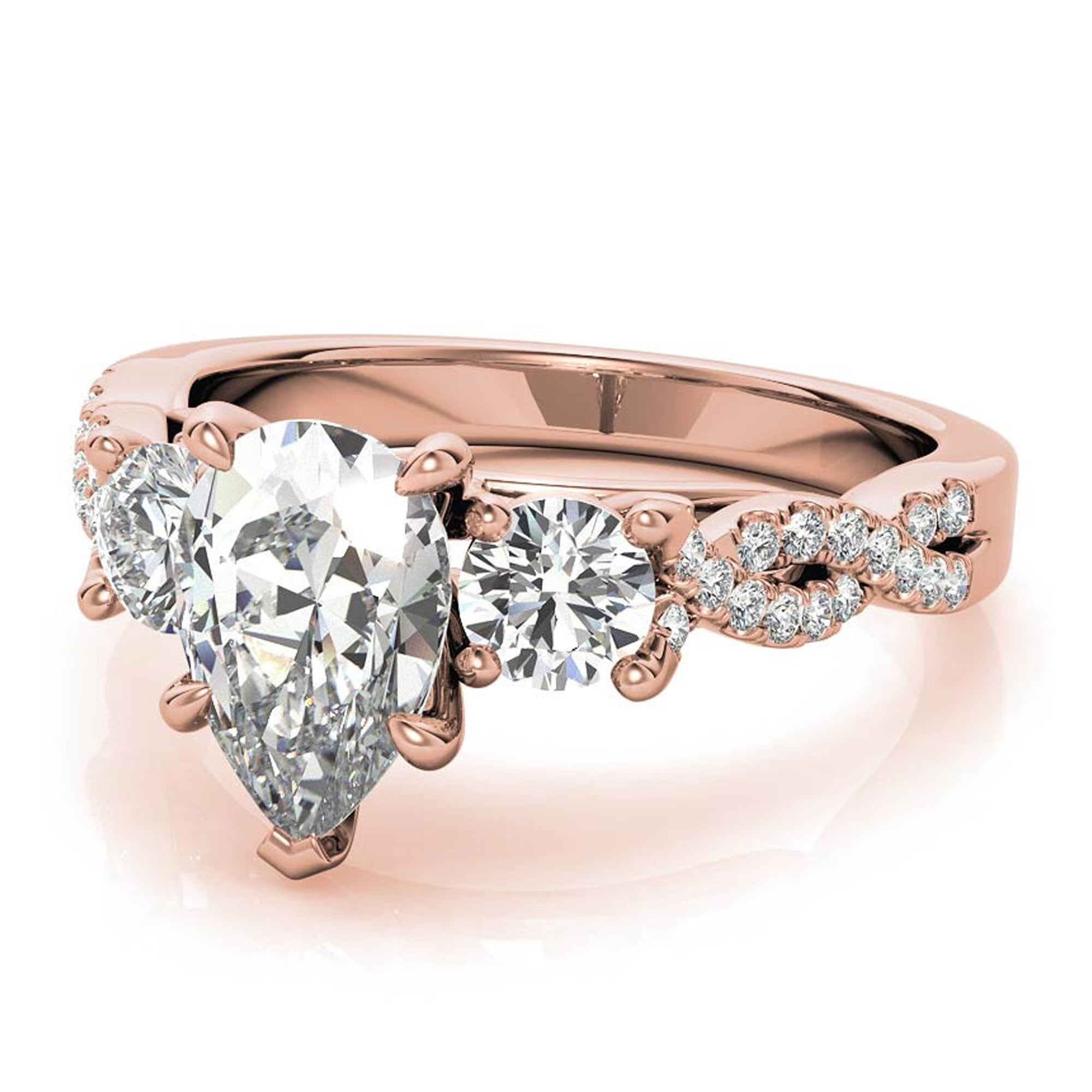 Silver Radiant Solitaire Twisted Ring