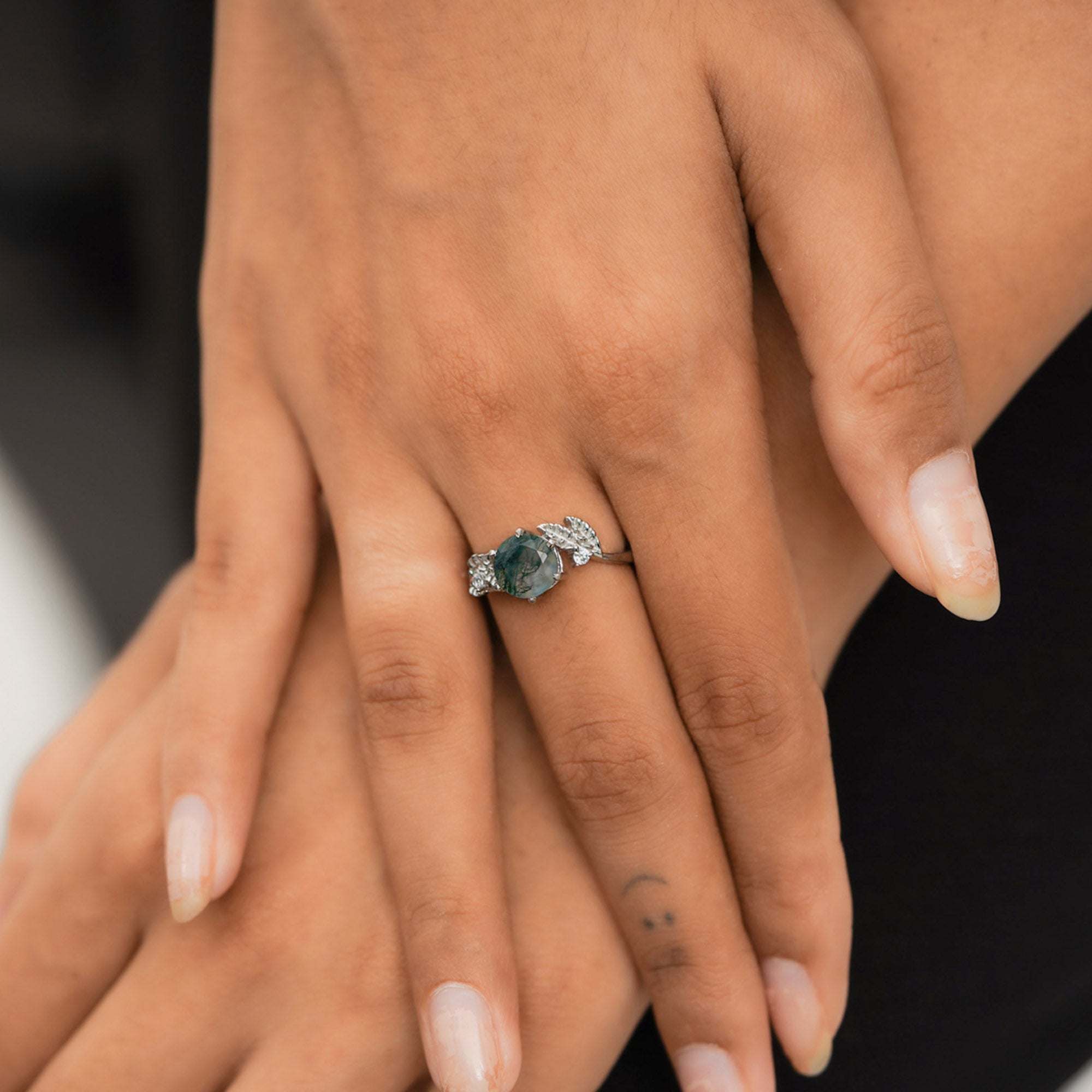 Moss Agate Elegance Adjustable Ring